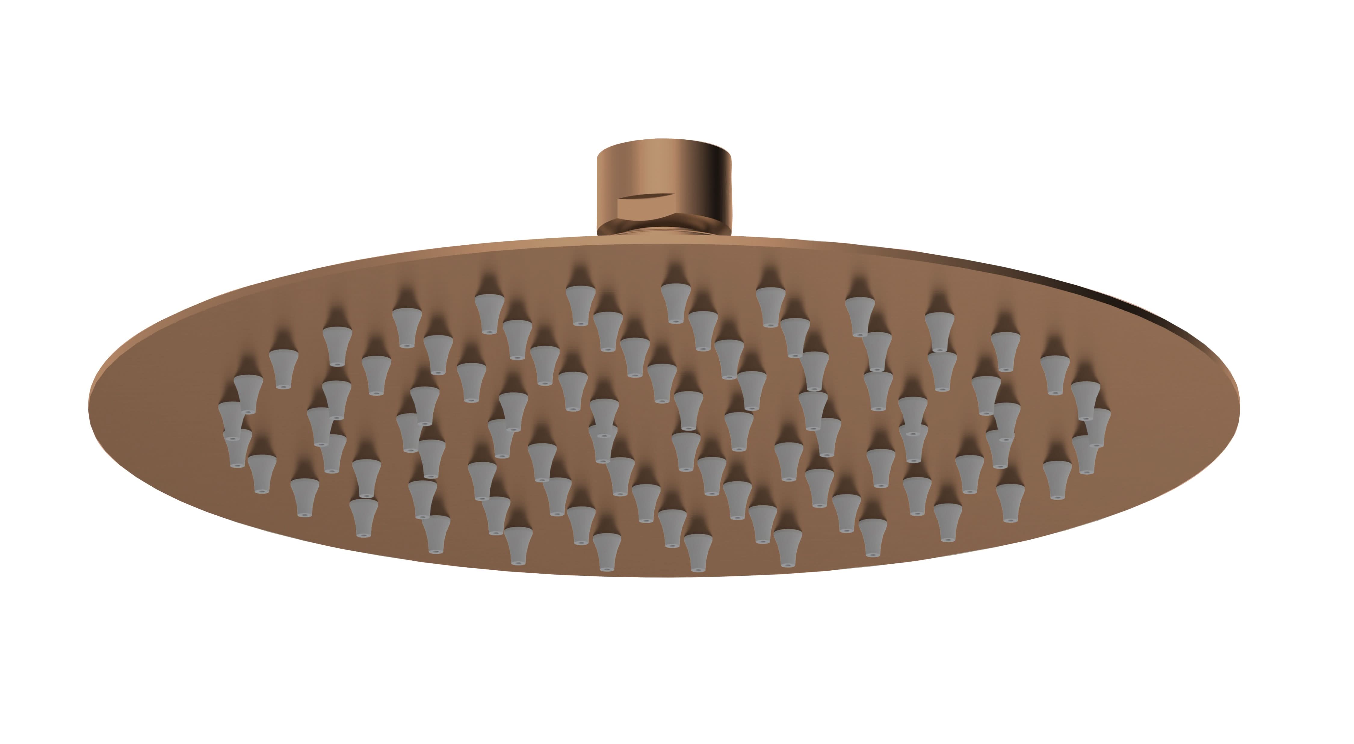 Nuie Round Fixed Shower Head 200mm Diameter, Stylish Stainless Steel Rainfall Shower Head for Modern Bathrooms, Brushed Bronze