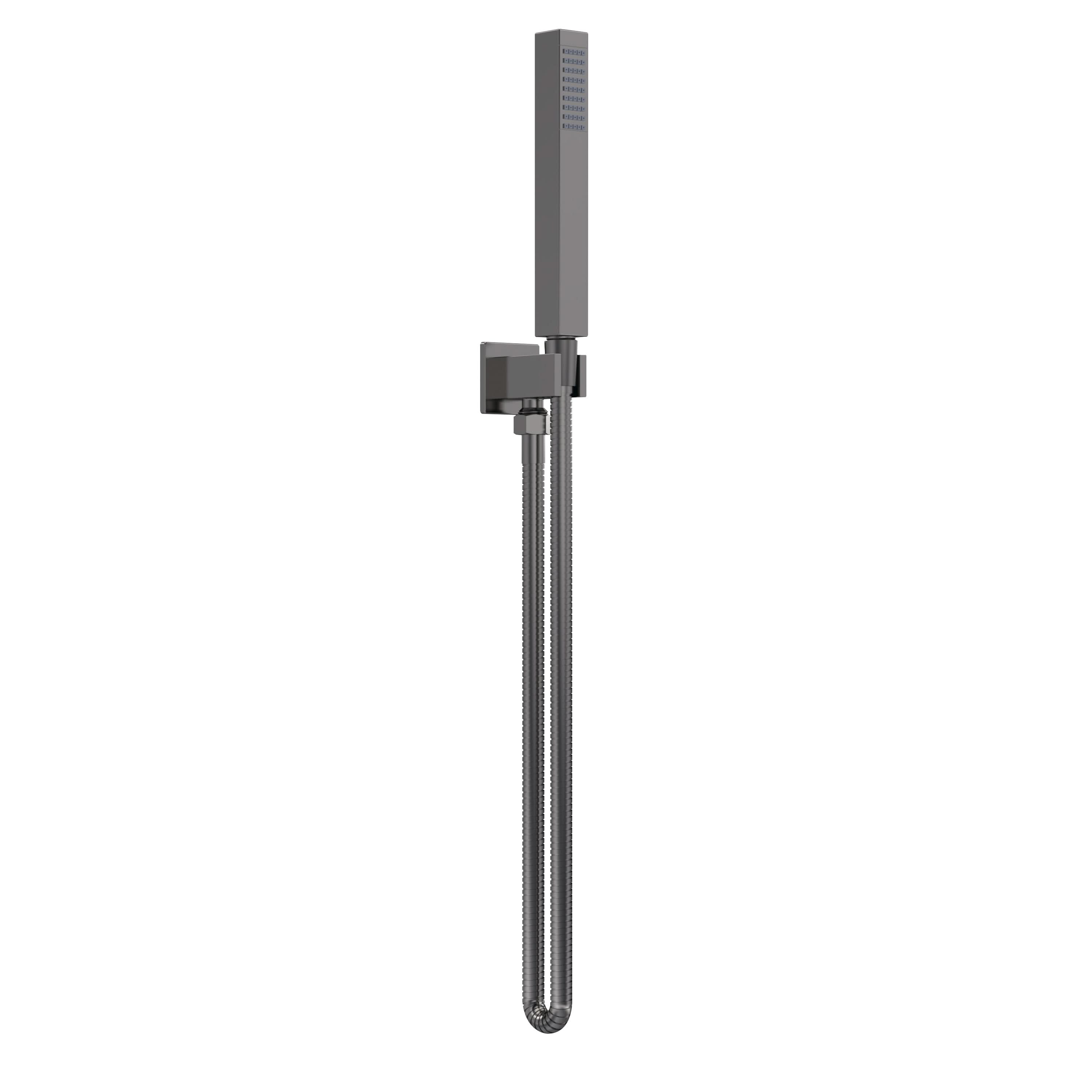 Nuie Windon Square Pencil Shower Handset with Hose and Bracket - Brushed Gun Metal