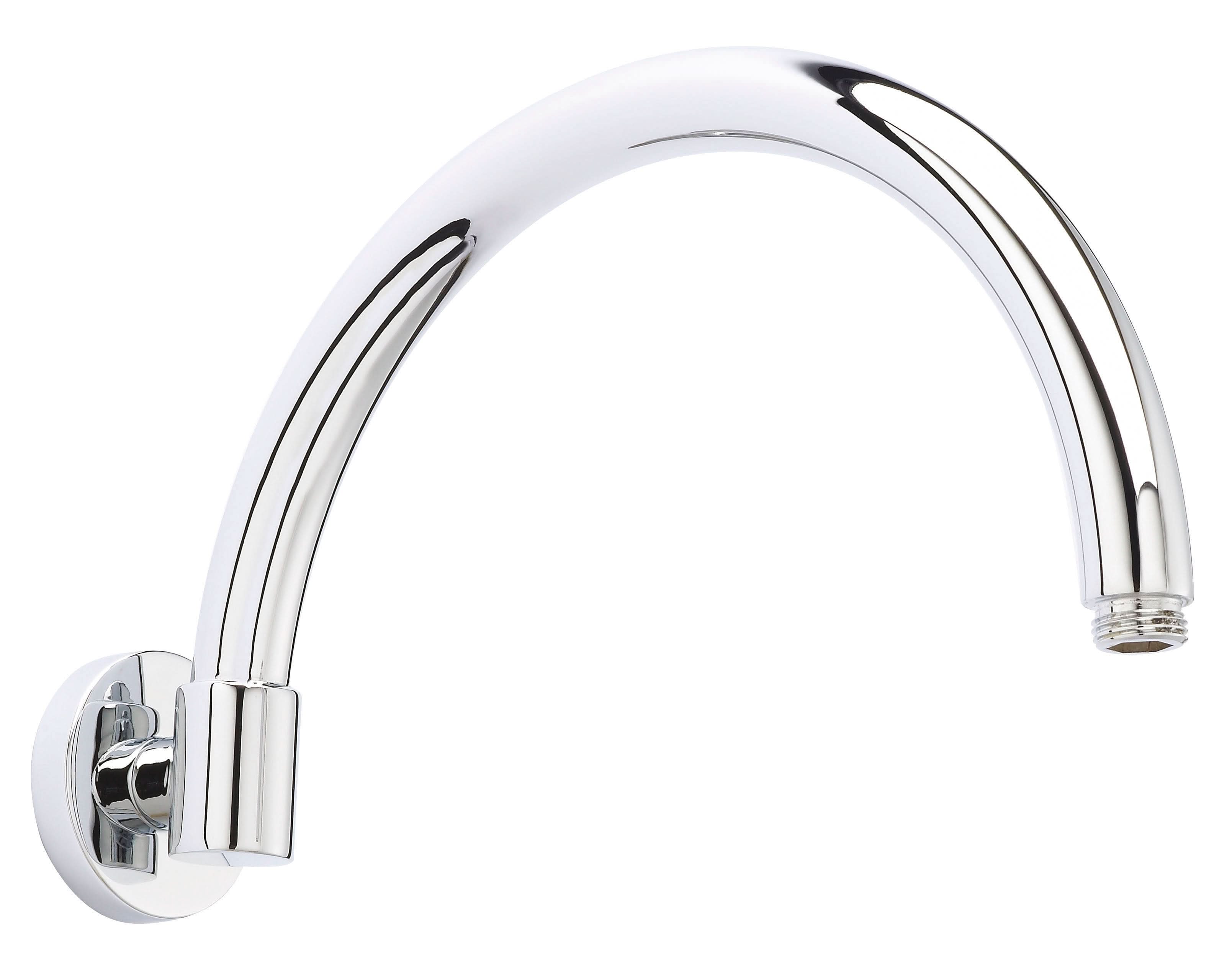 Nuie 343mm Long Curved Wall Mounted Shower Arm - Chrome