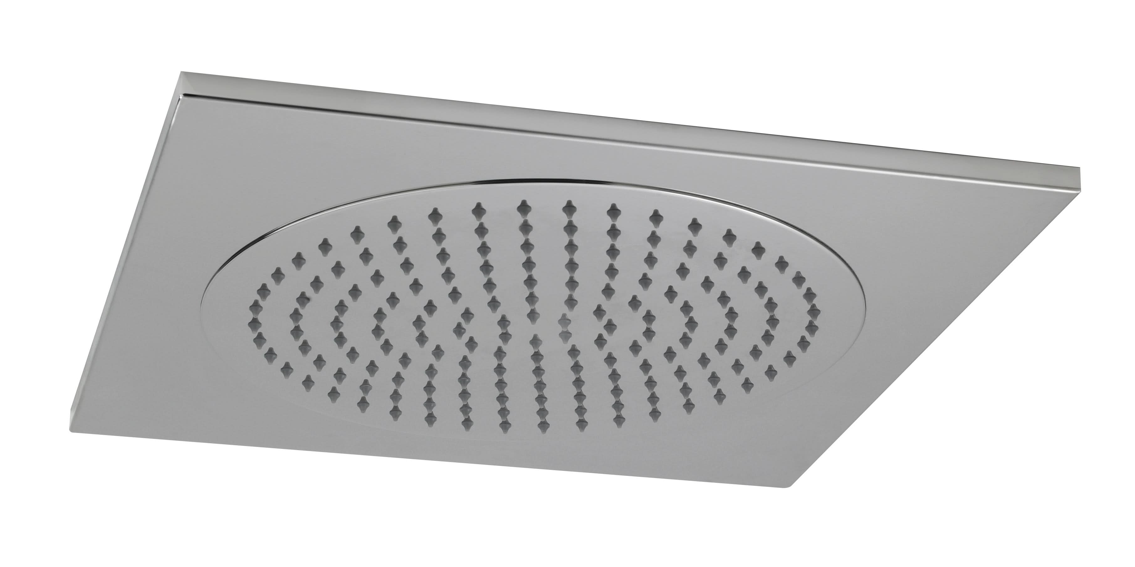 Hudson Reed Fixed Shower Heads Ceiling Tile Fixed Head, Square Minimalist Design, Shower Accessories, Chrome, 500mmX500mm