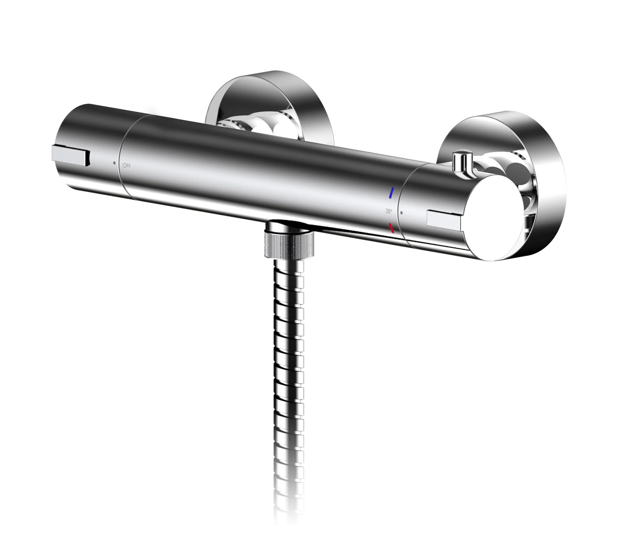 Nuie Arvan Bottom Outlet Round Thermostatic Bar Shower Valve - Chrome