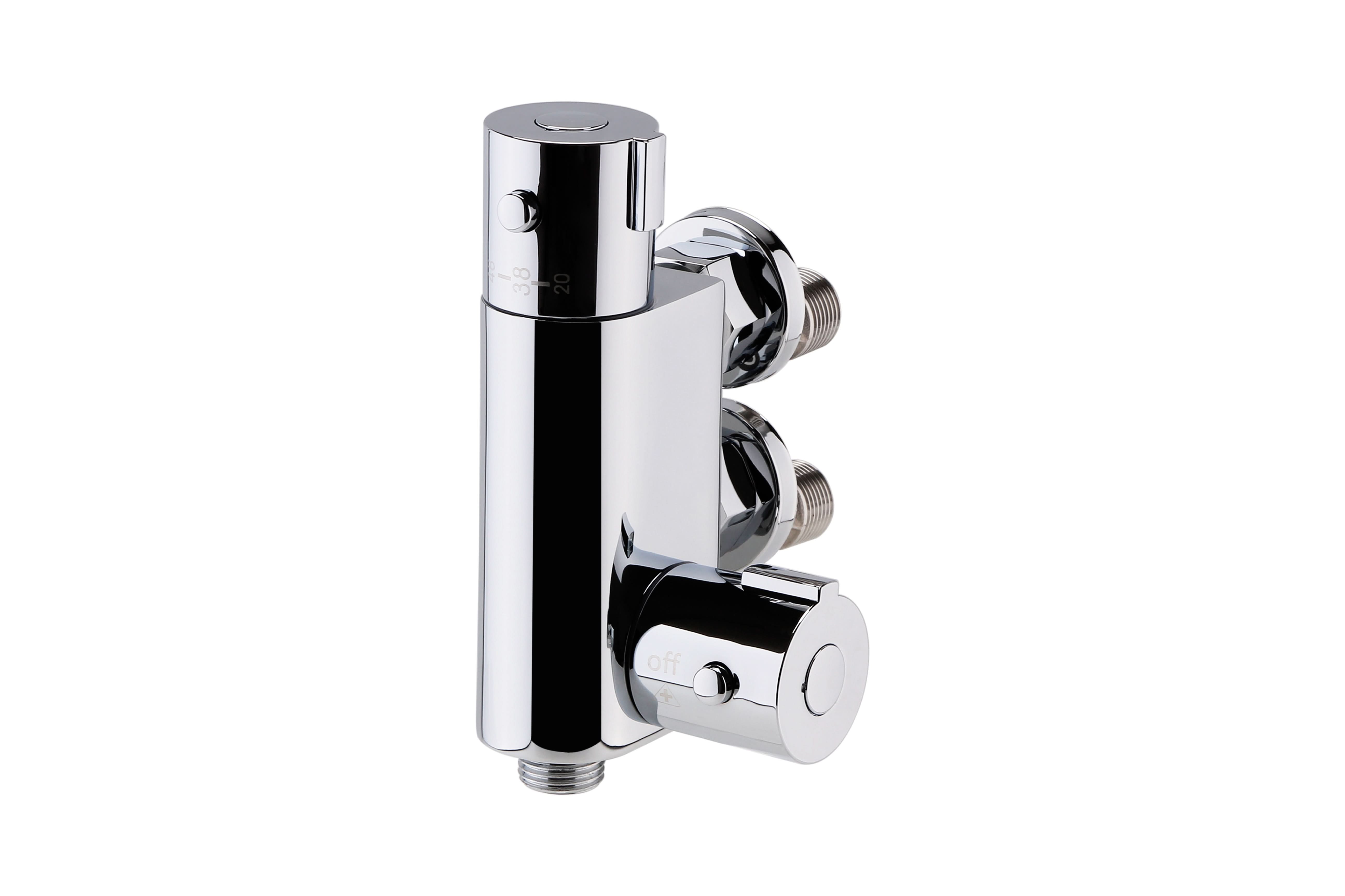 Nuie Bottom Outlet Vertical Thermostatic Bar Shower Valve - Chrome