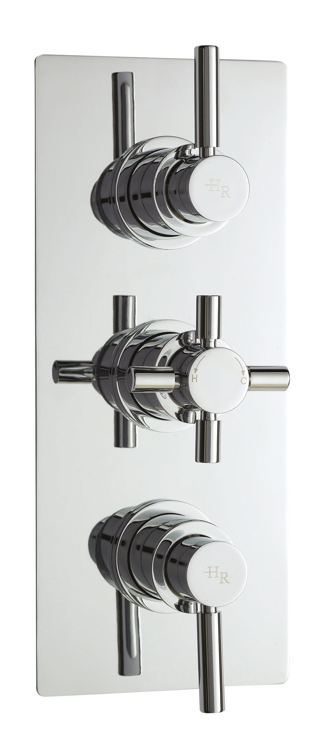Hudson Reed Tec Pura Triple Thermostatic Shower Valve, Reliable Traditional Thermostatic Shower with Accurate Flow Control, Chrome