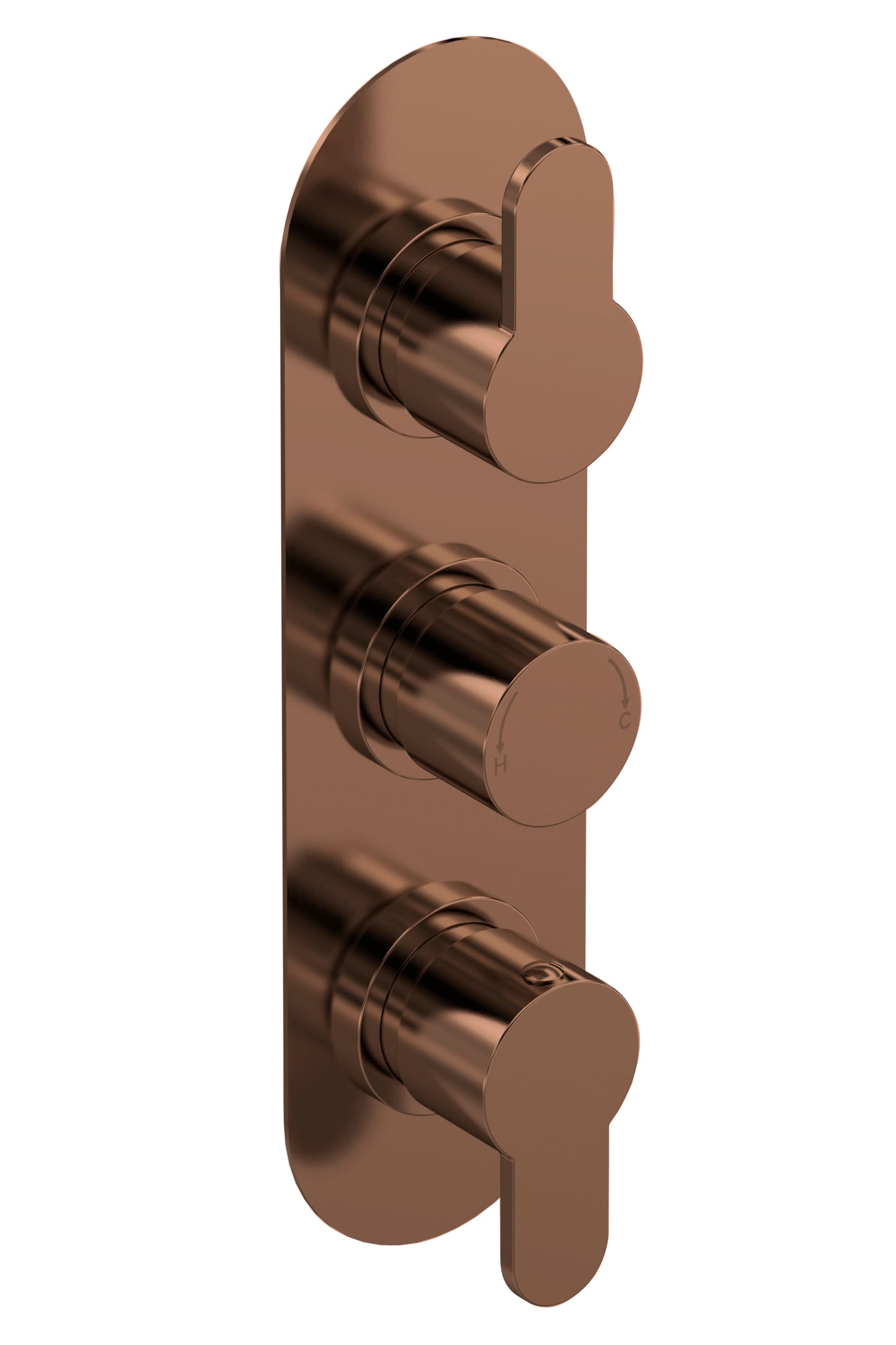 Nuie Arvan Triple Thermostatic Valve with Diverter, Concealed Shower Valve with Precise Control, Brushed Bronze Finish