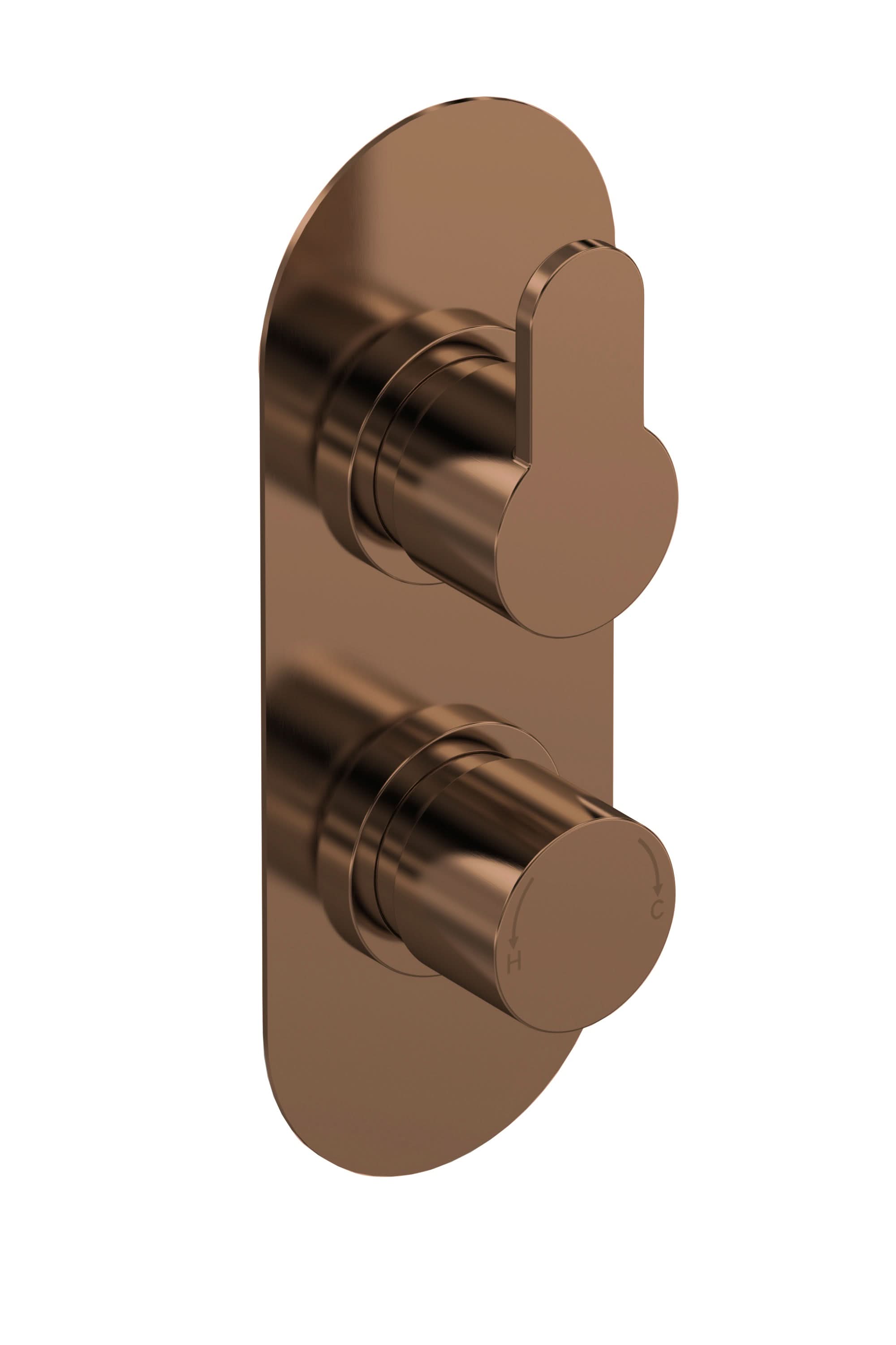 Nuie Arvan Twin Thermostatic Valve with Diverter, Concealed Shower Valve with Precise Control, Brushed Bronze Finish