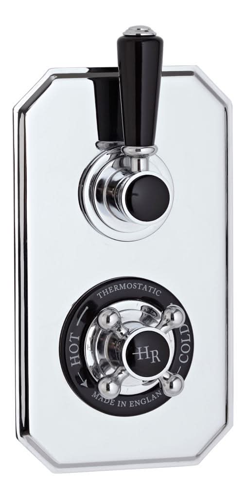 Old London Topaz Twin Concealed Shower Valve, Traditional Style with Modern Thermostatic Control, Sleek Chrome & Black Finish