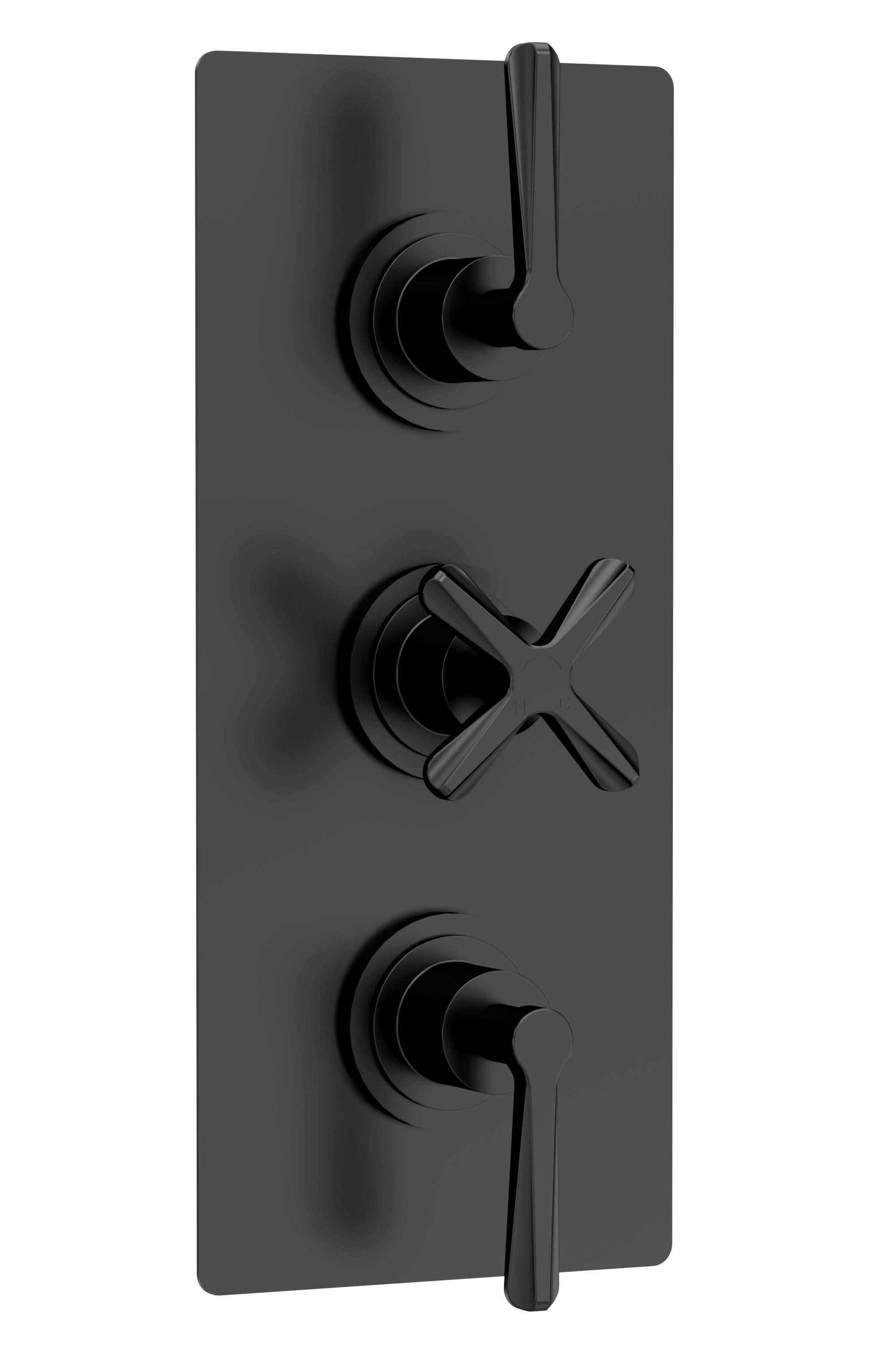 Nuie Aztec Triple Thermostatic Concealed Shower Valve with Diverter & 3 Outlet, Premium Shower Accessories for Bathrooms, Matt Black