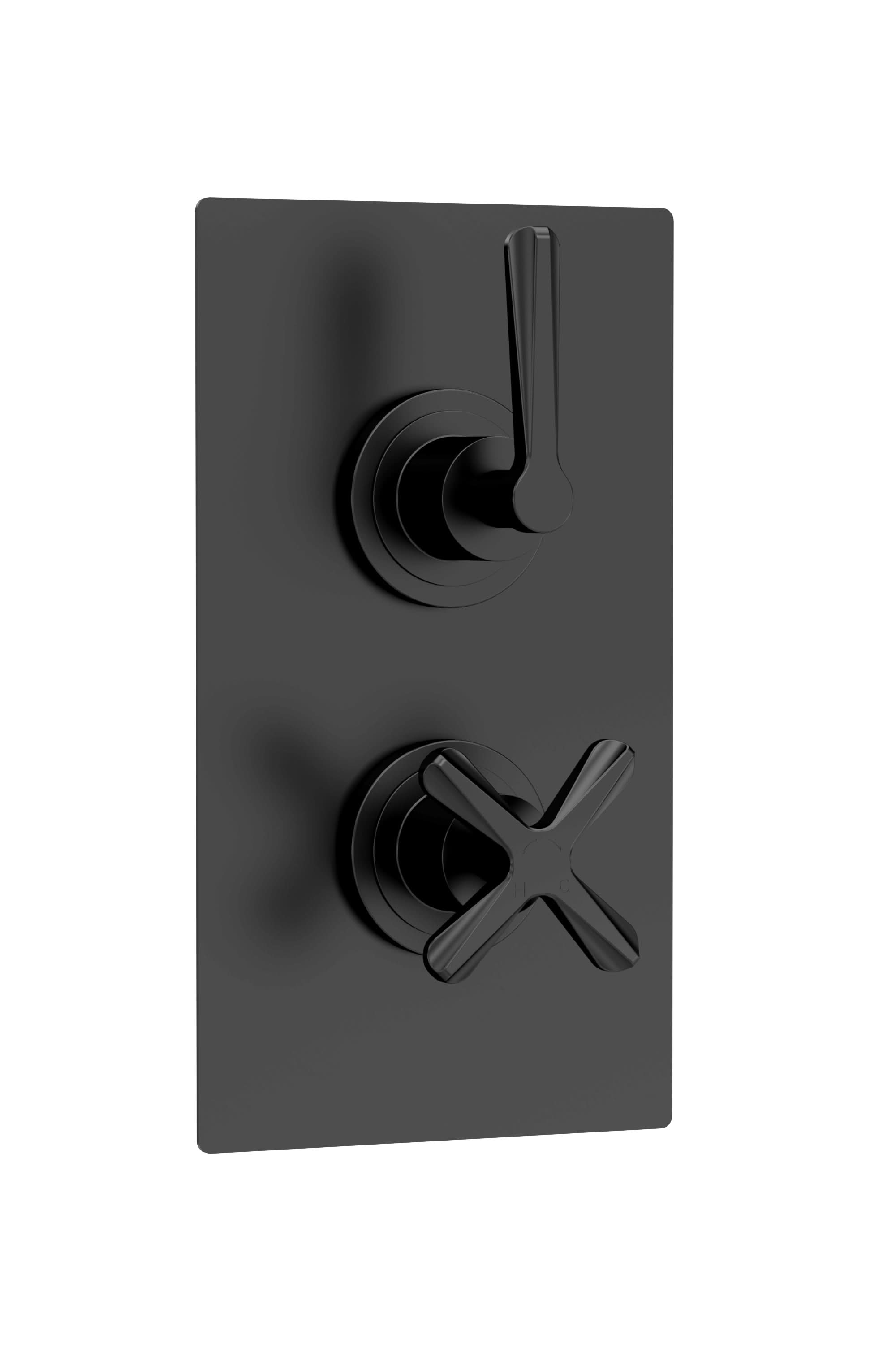 Nuie Aztec Twin Thermostatic Concealed Shower Valve with Diverter & 2 Outlet, Premium Shower Accessories for Bathrooms, Matt Black