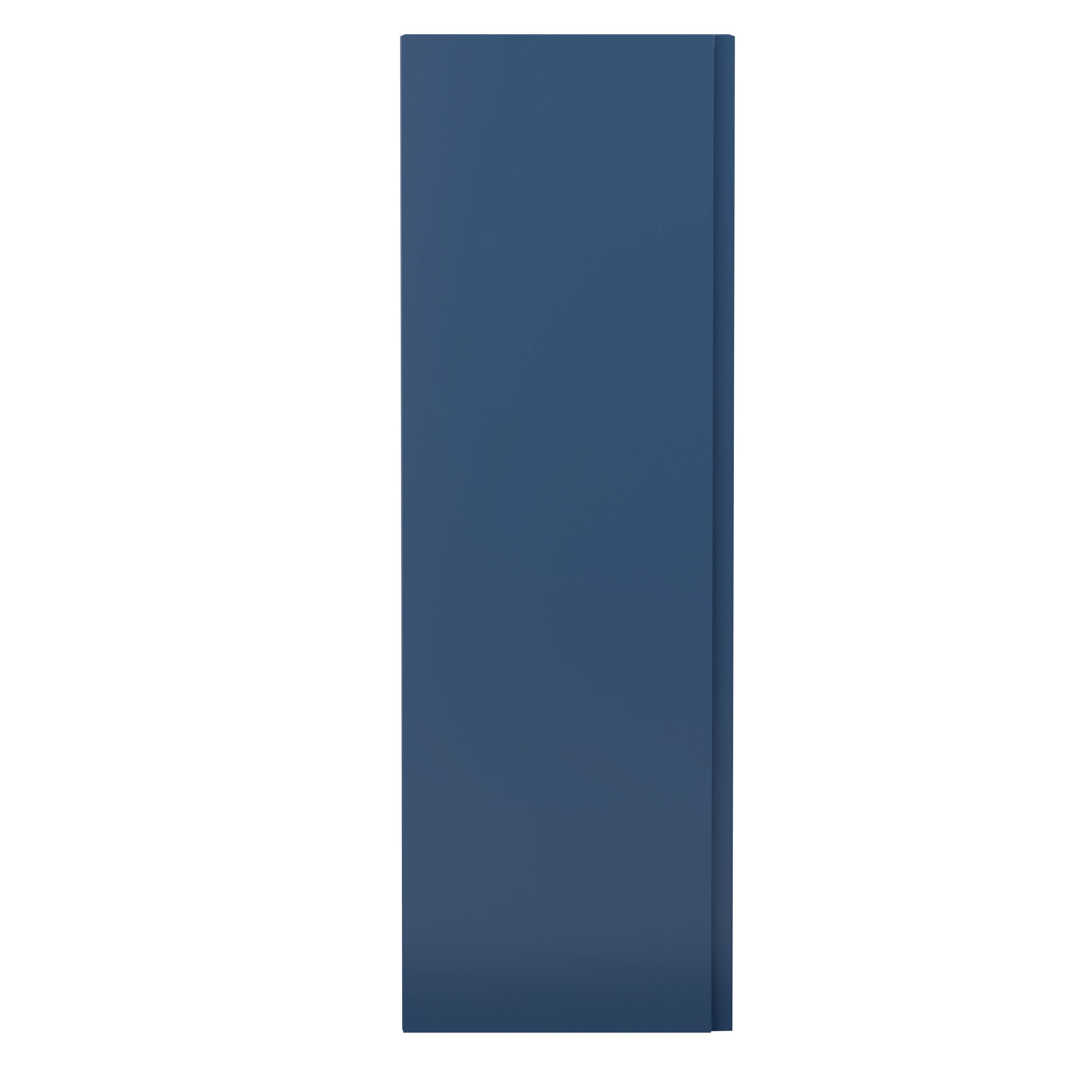 Hudson Reed Urban Tall Wall Hung Unit 1 Soft-Close Door with 3 Shelves, Modern Bathroom Storage Cabinet in Satin Blue, 400x1200mm