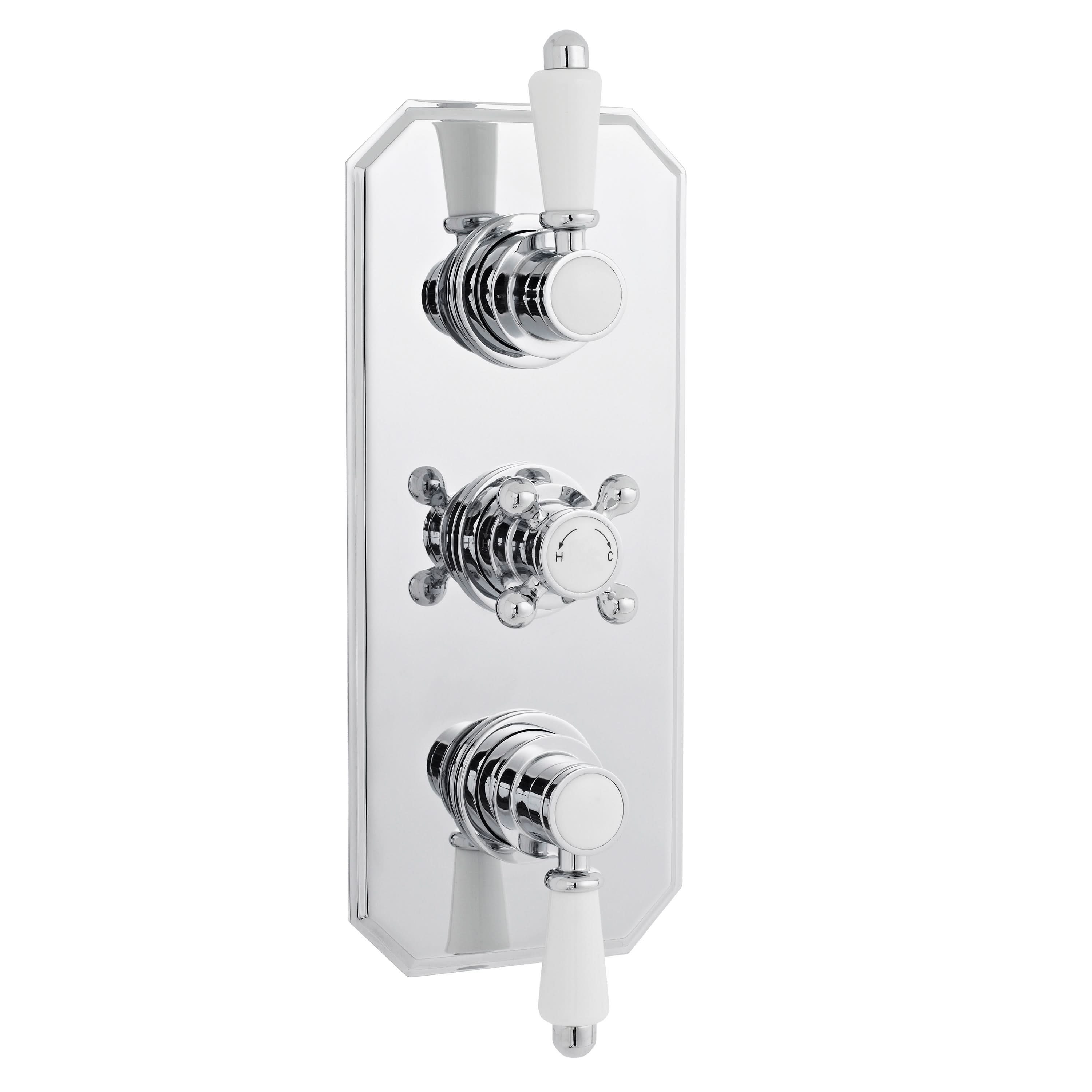 Nuie Victorian Triple Handle Concealed Shower Valve - Chrome