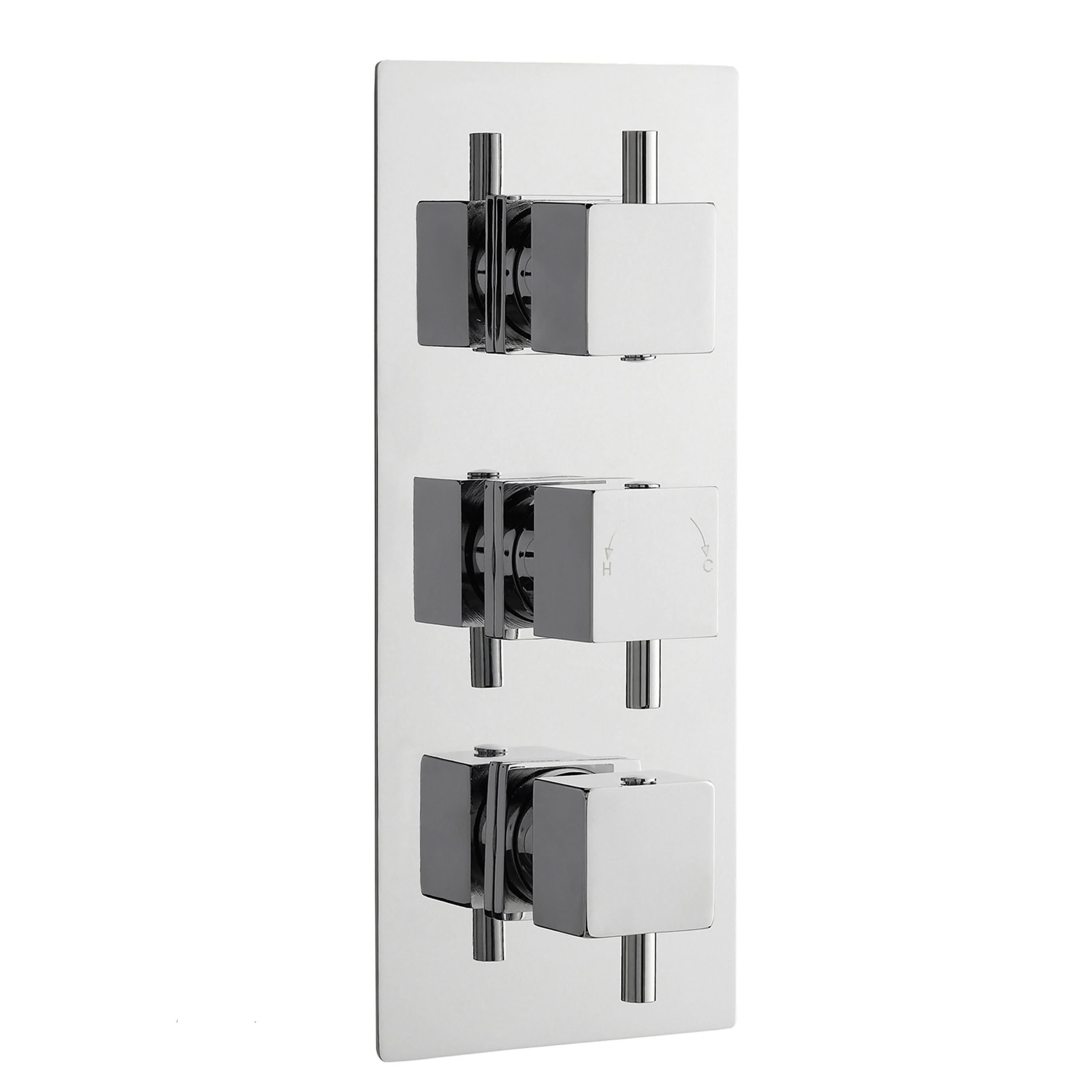 Nuie Volt Triple Handle Concealed Shower Valve With Diverter - Chrome