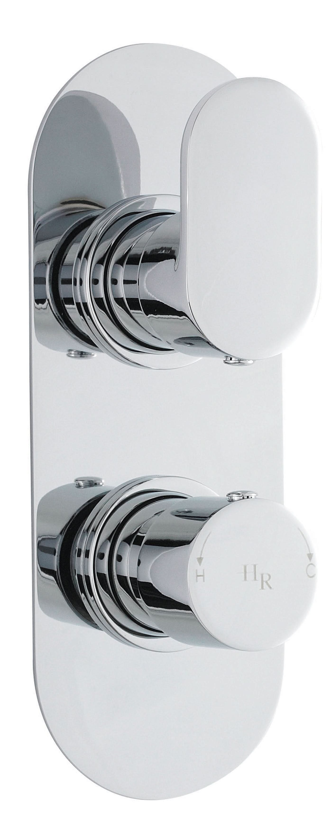 Hudson Reed Reign Twin Thermostatic Concealed Shower Valve, Dual Lever Control in Round Backplate with Vertical/Horizontal Fit Bathroom Shower Set in Premium Chrome Finish