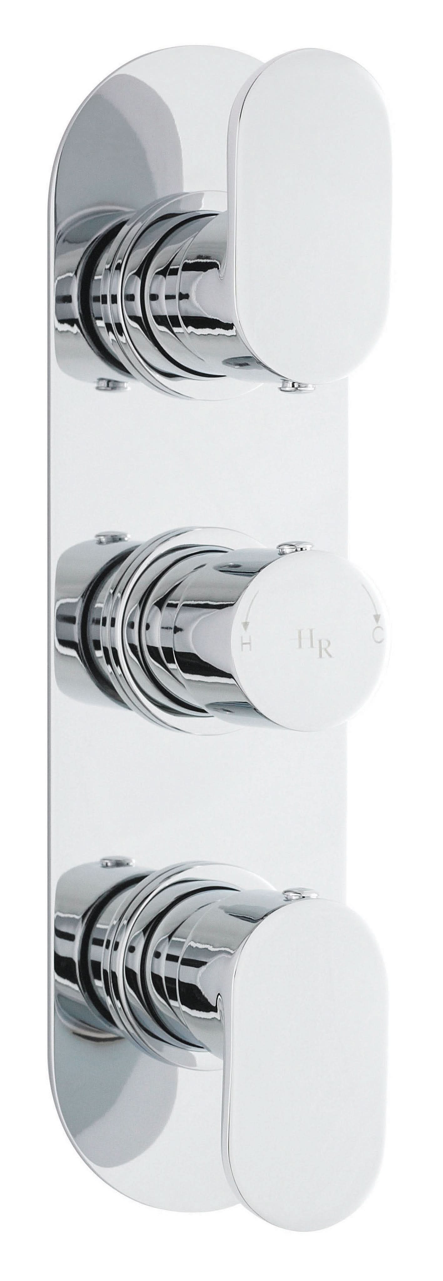 Hudson Reed Reign Triple Thermostatic Concealed Shower Valve, Dual Lever Control in Round Backplate with Vertical/Horizontal Fit Bathroom Shower Set in Premium Chrome Finish