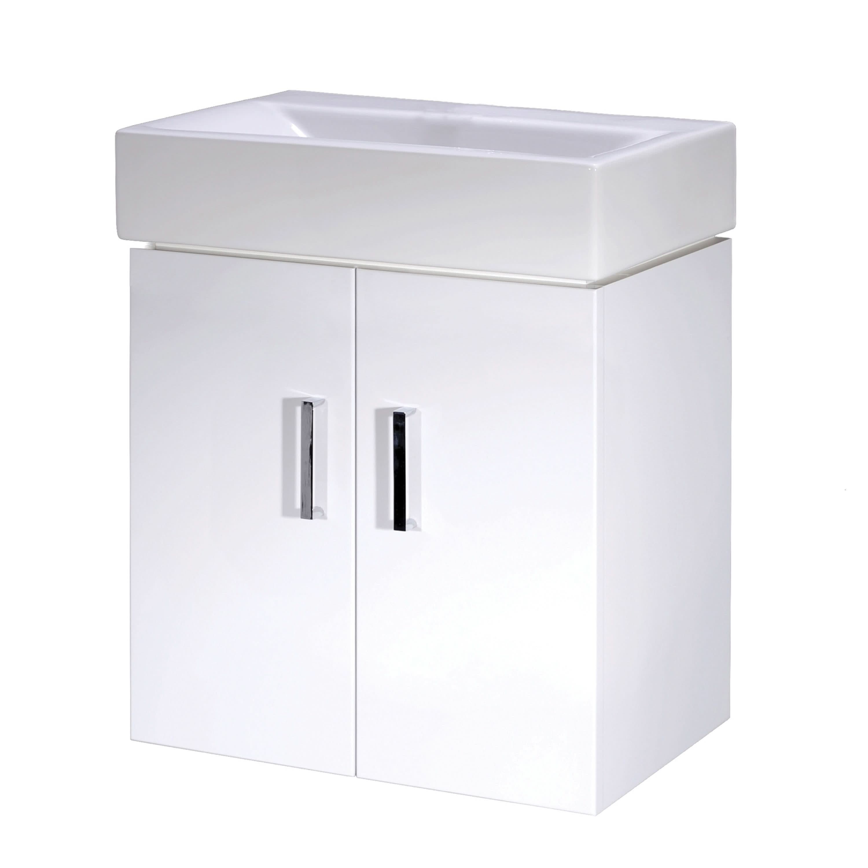 Nuie Mayford 2 Door Wall Hung Vanity Unit With Basin 450mm Wide - Gloss White