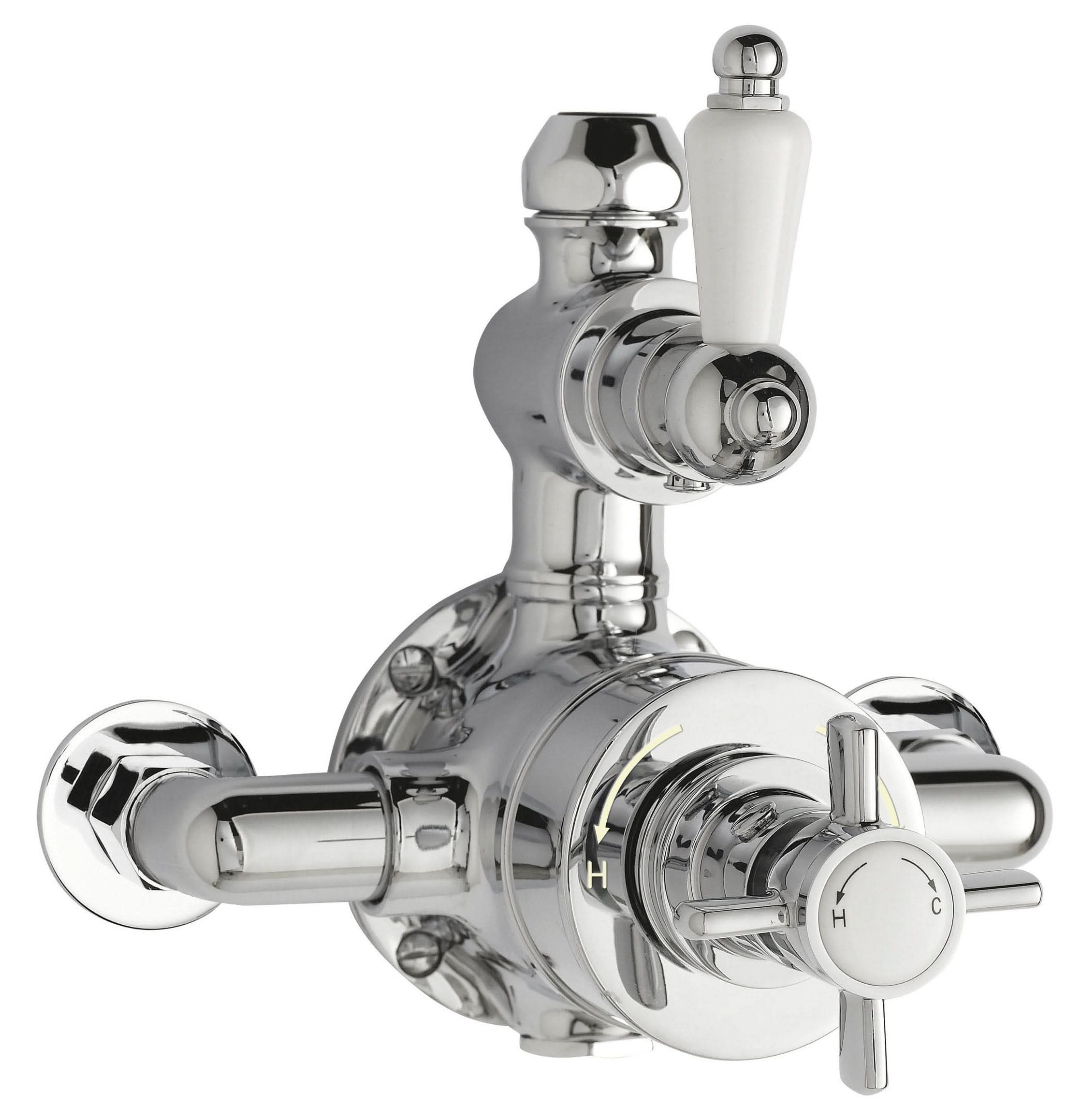 Nuie Edwardian Dual Handle 1 Outlet Exposed Shower Valve - Chrome