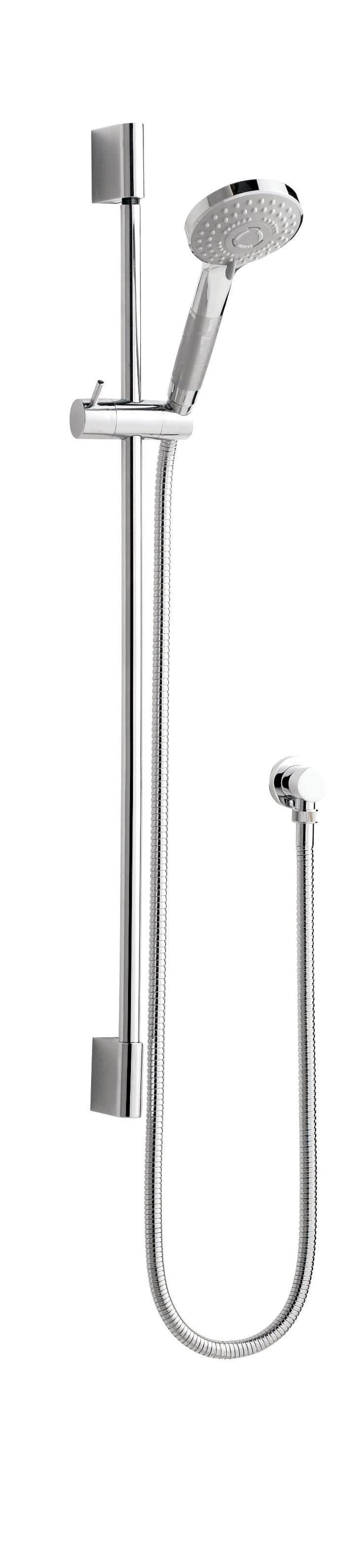 Hudson Reed Slimline Slide Rail Kit, Multi-Function Handset & Shower Riser Rail Slider in Chrome