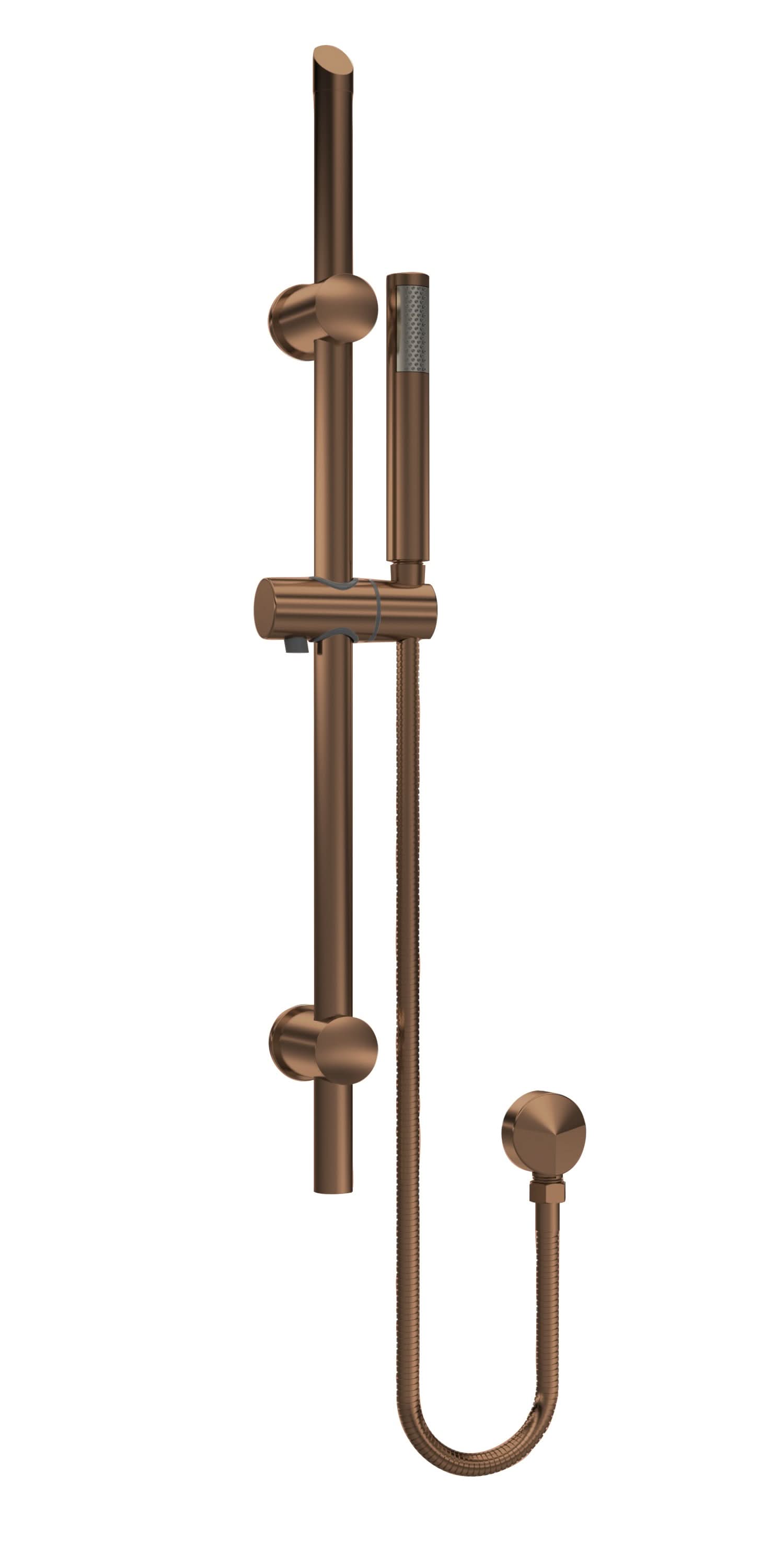 Nuie Slide Rail Kit, Modern Shower Riser Rail with Round Handset, Easy Clean Shower Slider Rail in Brushed Bronze, 740mm Height