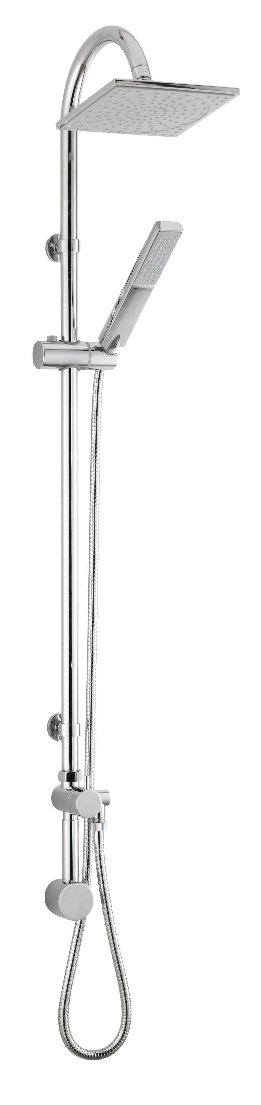 Hudson Reed Multi Option Square Shower Kits Worth Shower Riser Rail, Minimalist Design, Chrome