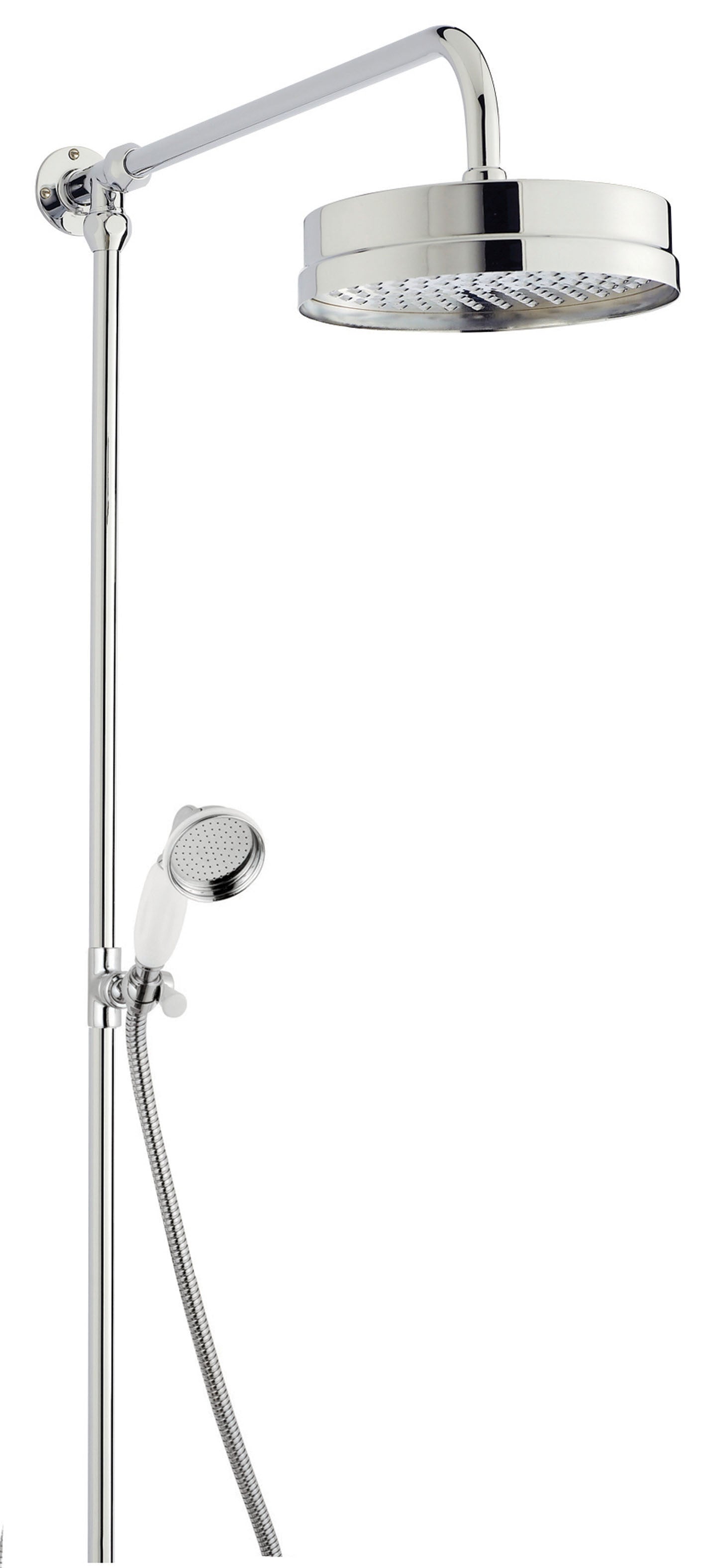 Nuie Luxury Shower Riser Kit And Large Fixed Shower Head - Chrome