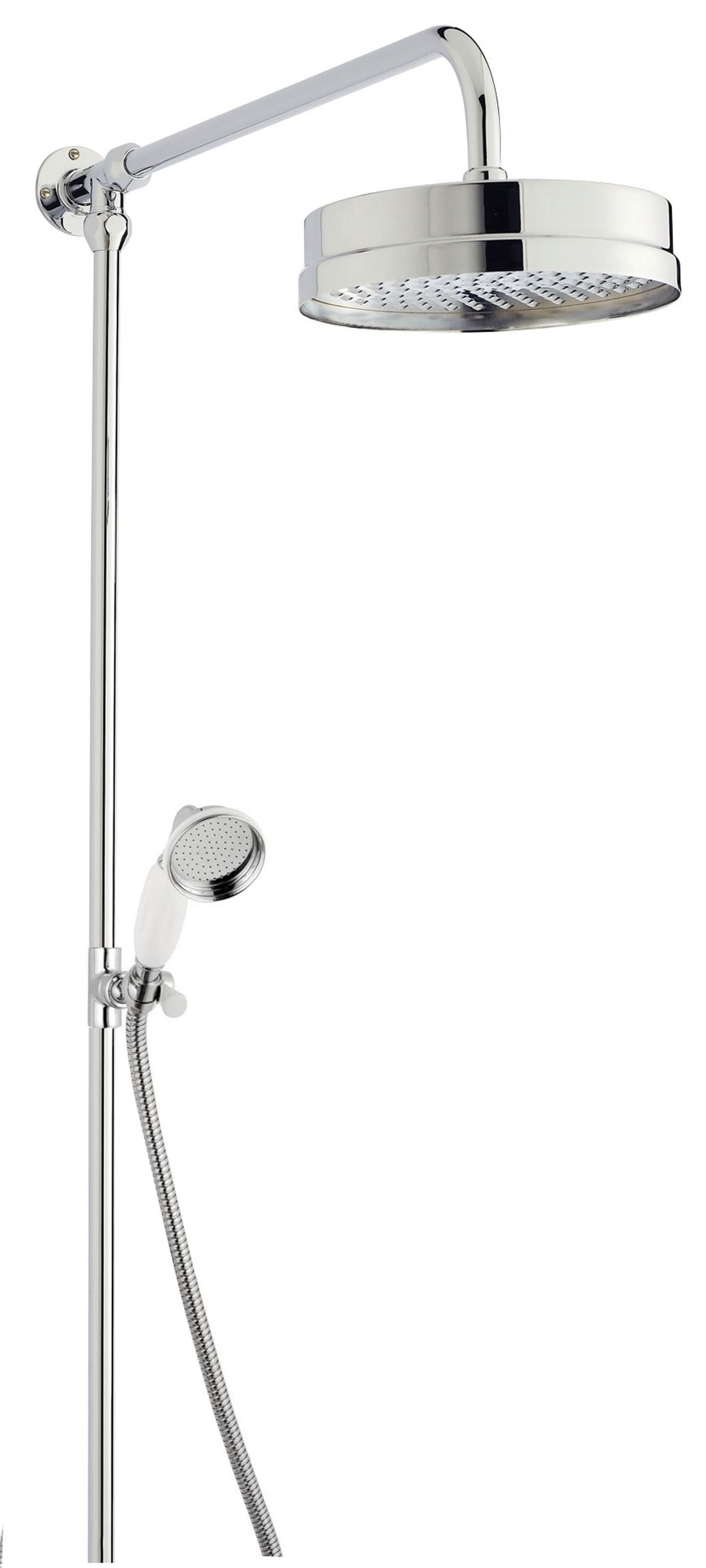 Nuie Luxury Shower Riser Kit And Large Fixed Shower Head - Chrome