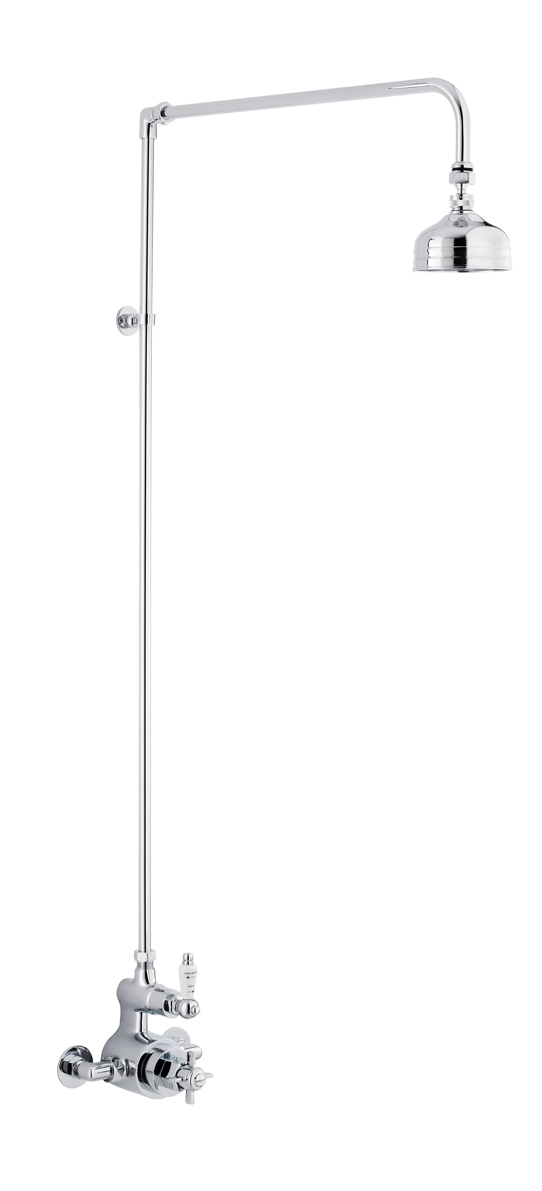 Nuie Edwardian Thermostatic Exposed Shower Valve With Rigid Riser Kit - Chrome
