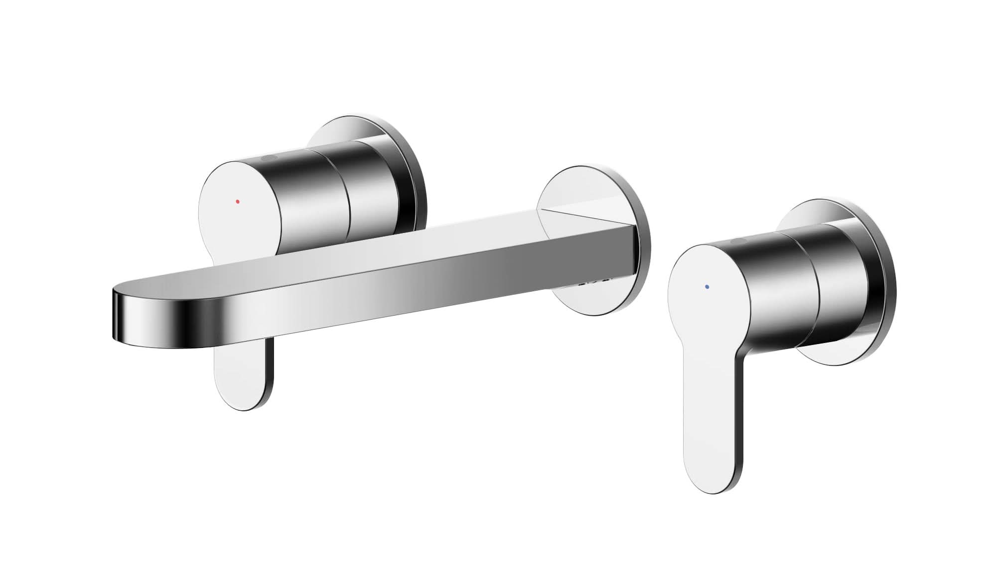 Nuie Arvan 3-Hole Wall Mounted Basin Mixer Tap - Chrome