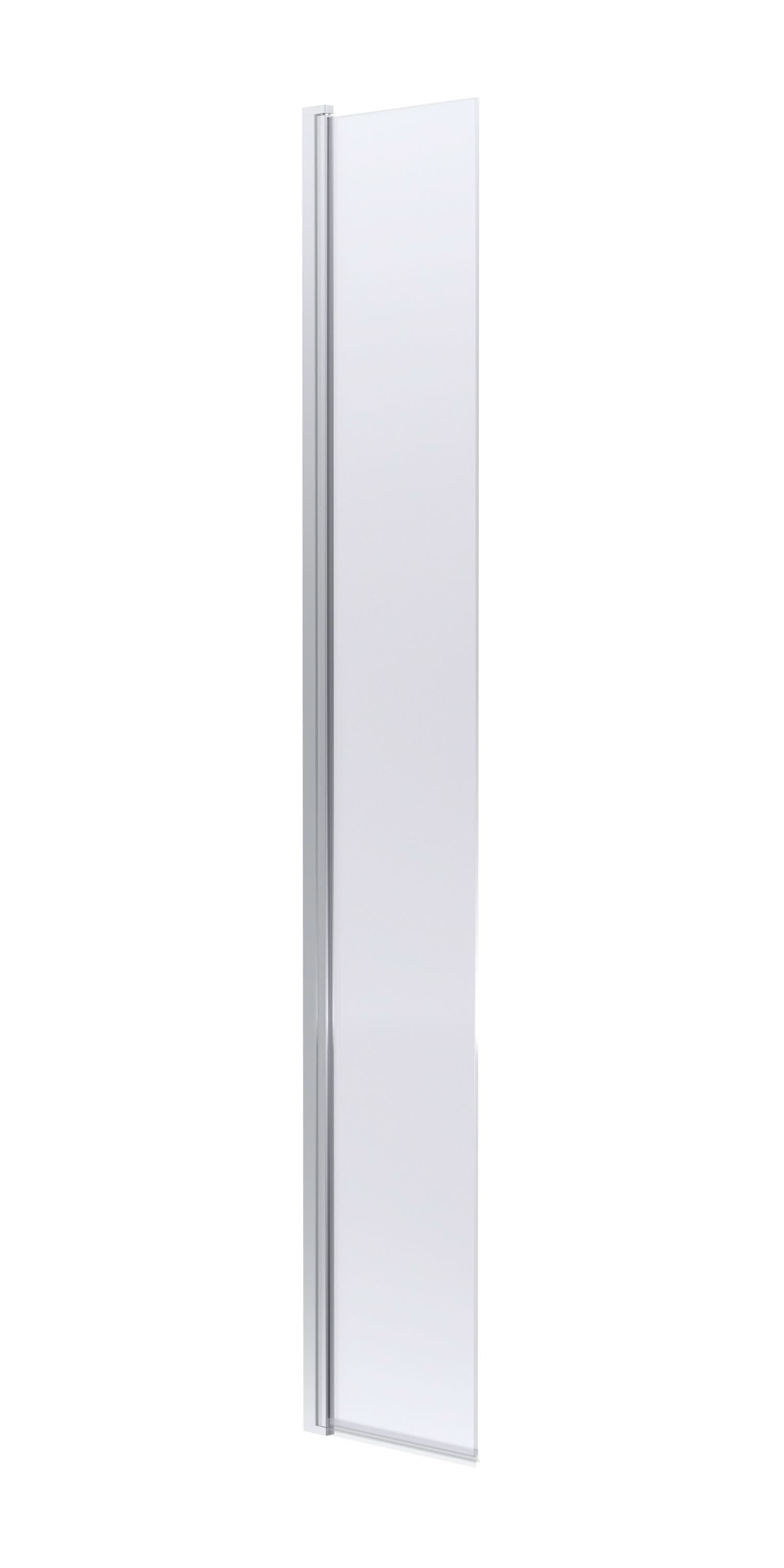 Nuie Hinged Flipper Wetroom Screen, Durable Glass Wet Room Glass Panels & Shower Screen in Polished Chrome, 300mm x 1850mm