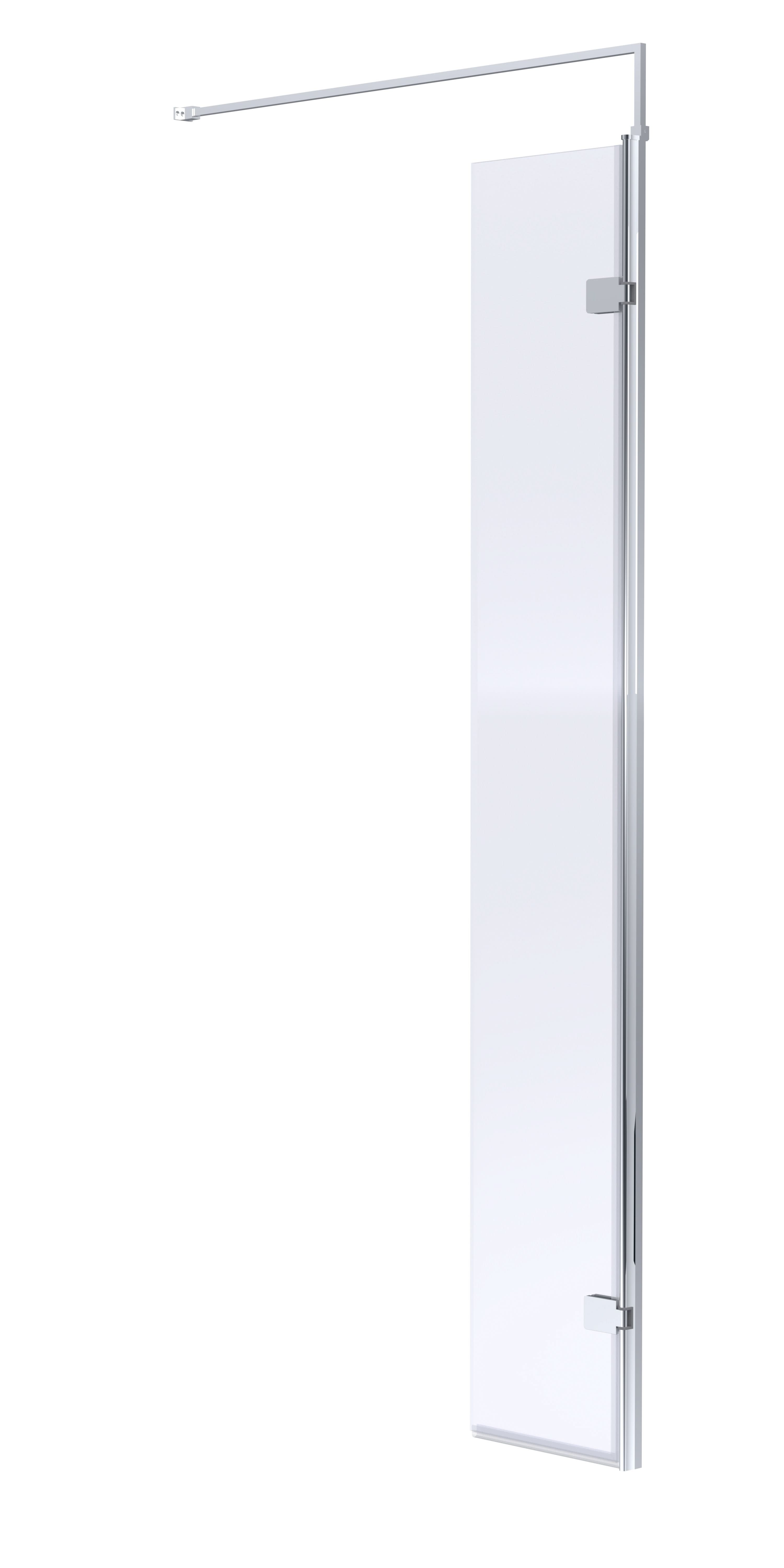 Hudson Reed Wetroom Swing Screen, Toughened Glass Wet Room Glass Panels & Wetroom Shower Screen in Polished Chrome, 300mm x 1950mm