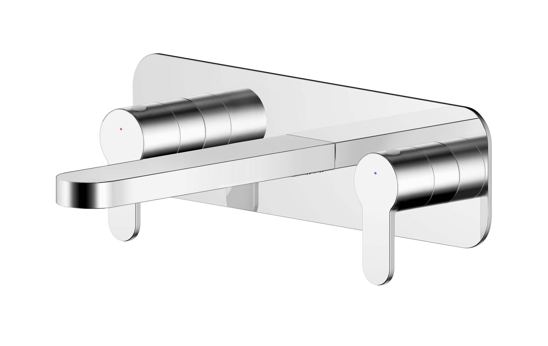 Nuie Arvan 3-Hole Wall Mounted Basin Mixer Tap With Plate - Chrome