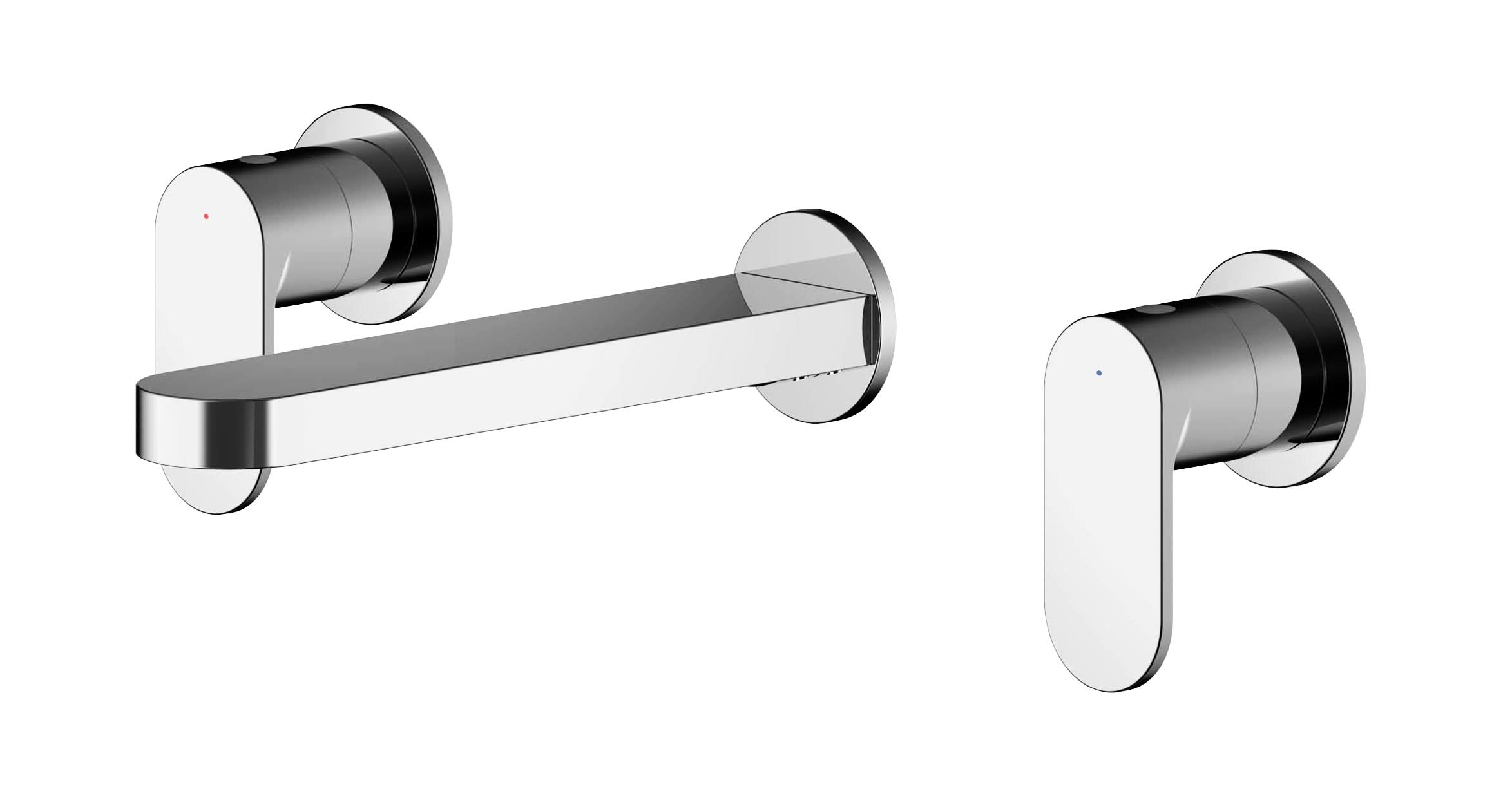 Nuie Binsey 3-Hole Wall Mounted Basin Mixer Tap - Chrome