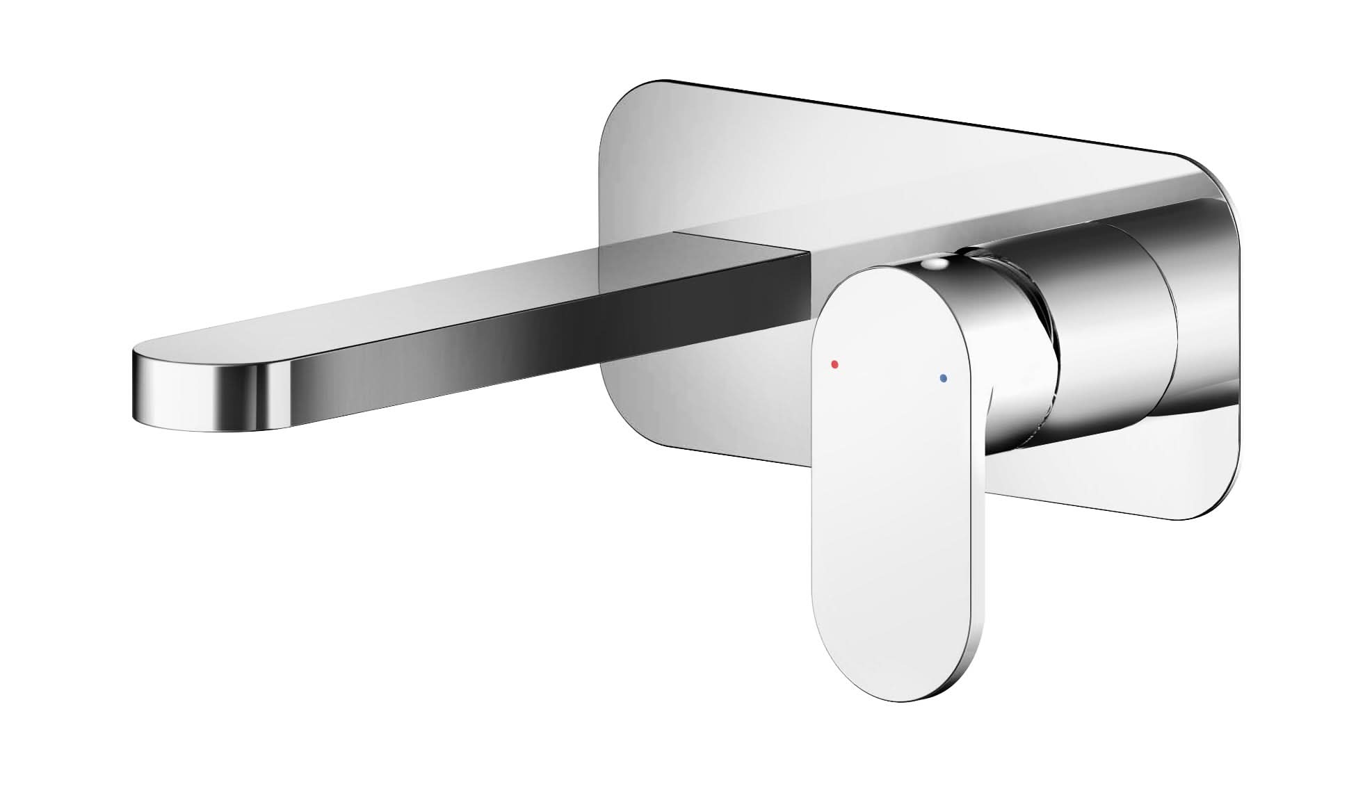 Nuie Binsey 2-Hole Wall Mounted Basin Mixer Tap With Plate - Chrome