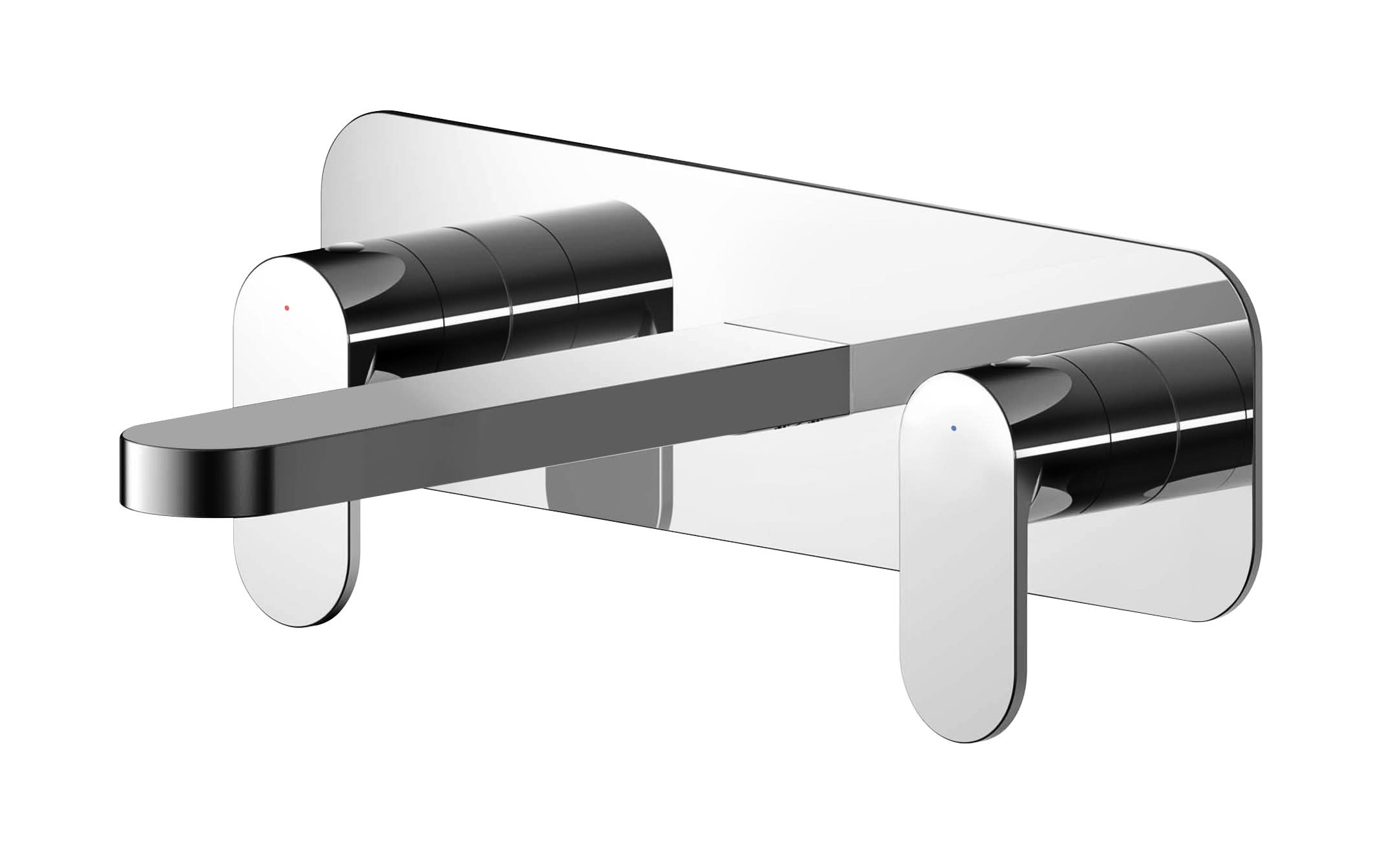 Nuie Binsey 3-Hole Wall Mounted Basin Mixer Tap With Plate - Chrome