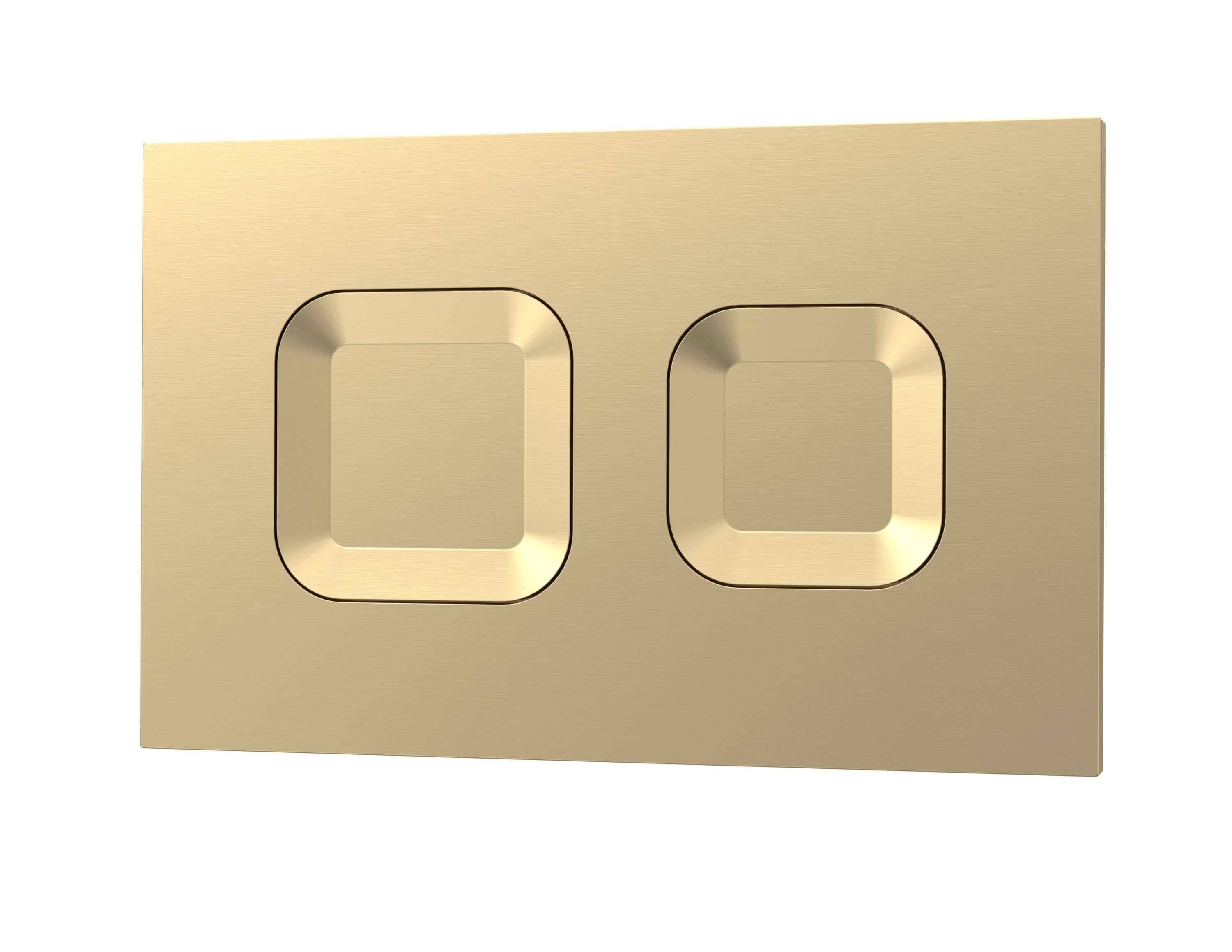 Nuie Square Dual Flush Push Button, Modern Toilet Flush Wall Button for Concealed Cisterns, Stylish Accessories in Brushed Brass