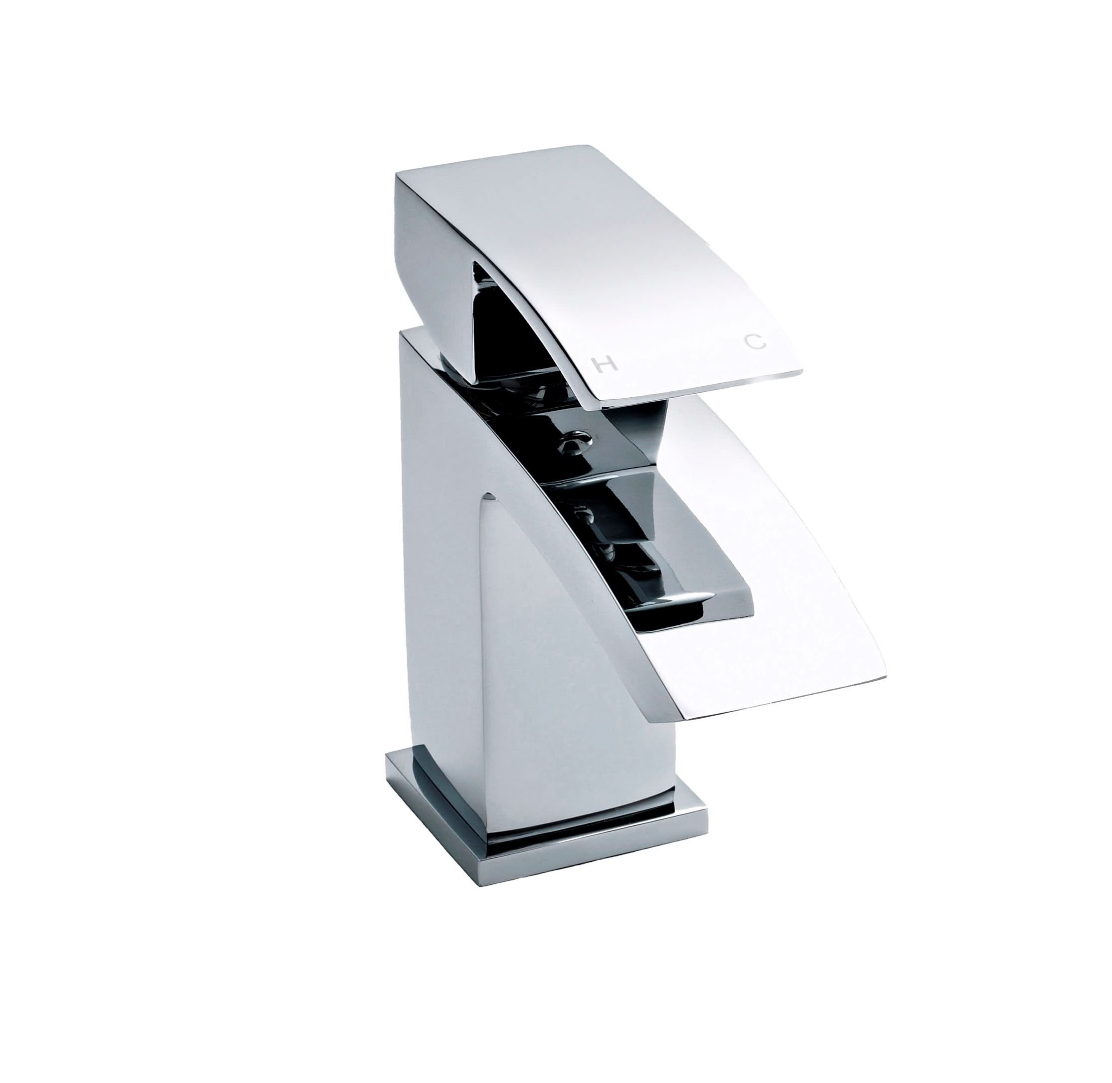 Nuie Vibe Mini Mono Basin Mixer Tap with Push Button Waste - Chrome