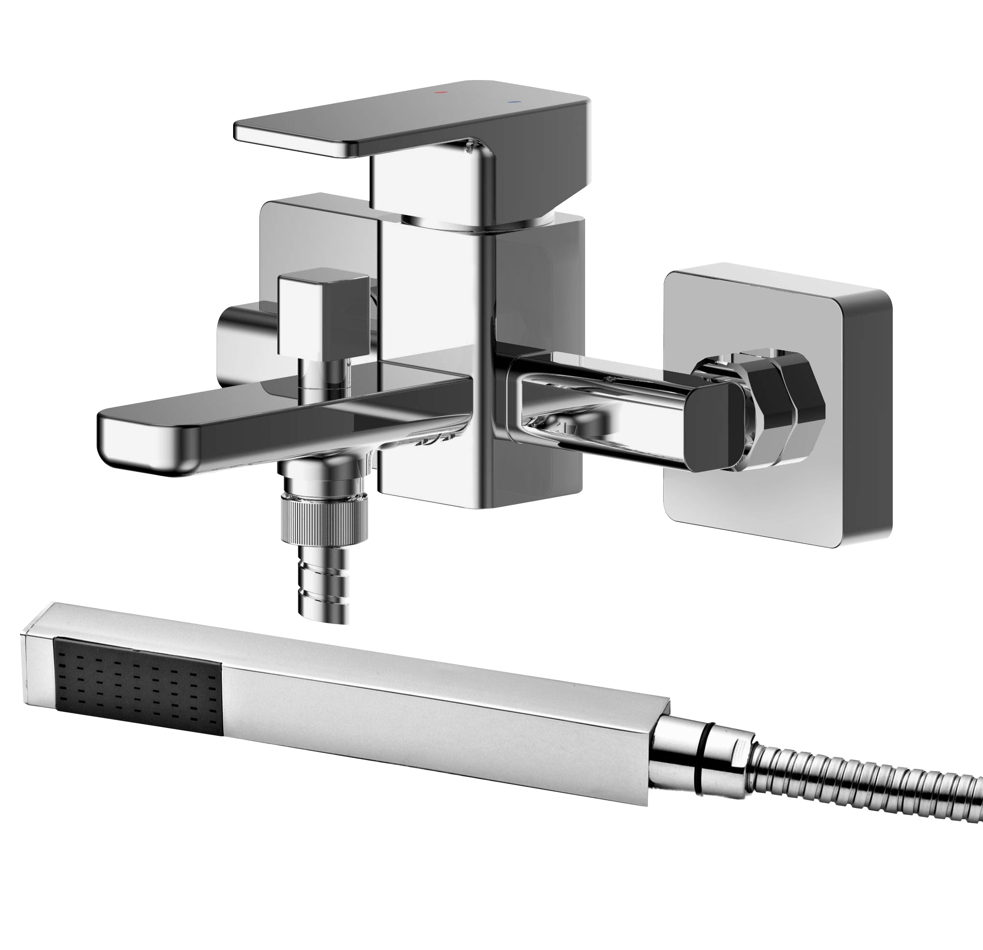 Nuie Windon Wall Mounted Bath Shower Mixer Tap with Shower Kit - Chrome