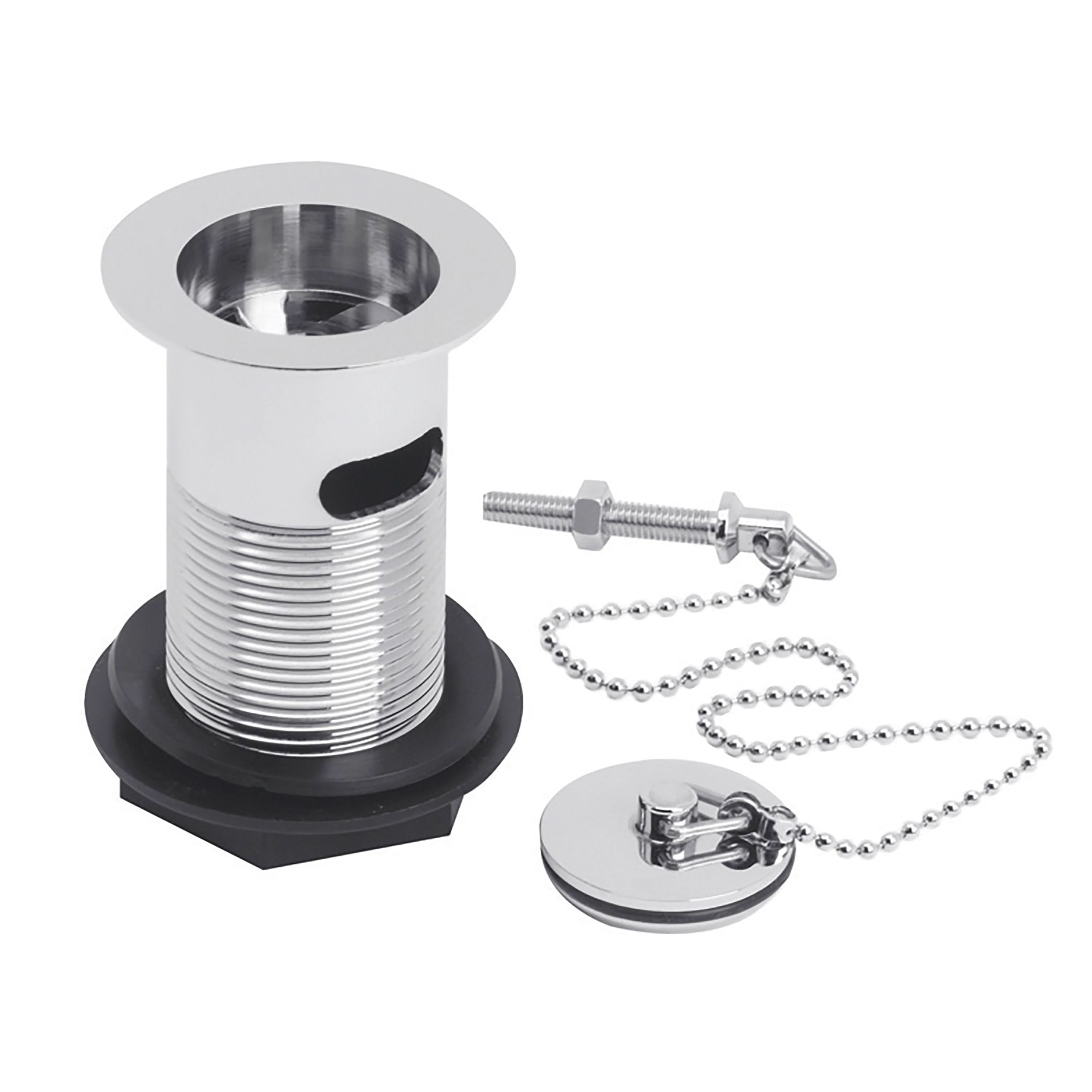 Nuie Slotted Basin Waste With Brass Plug And Ball Chain - Chrome