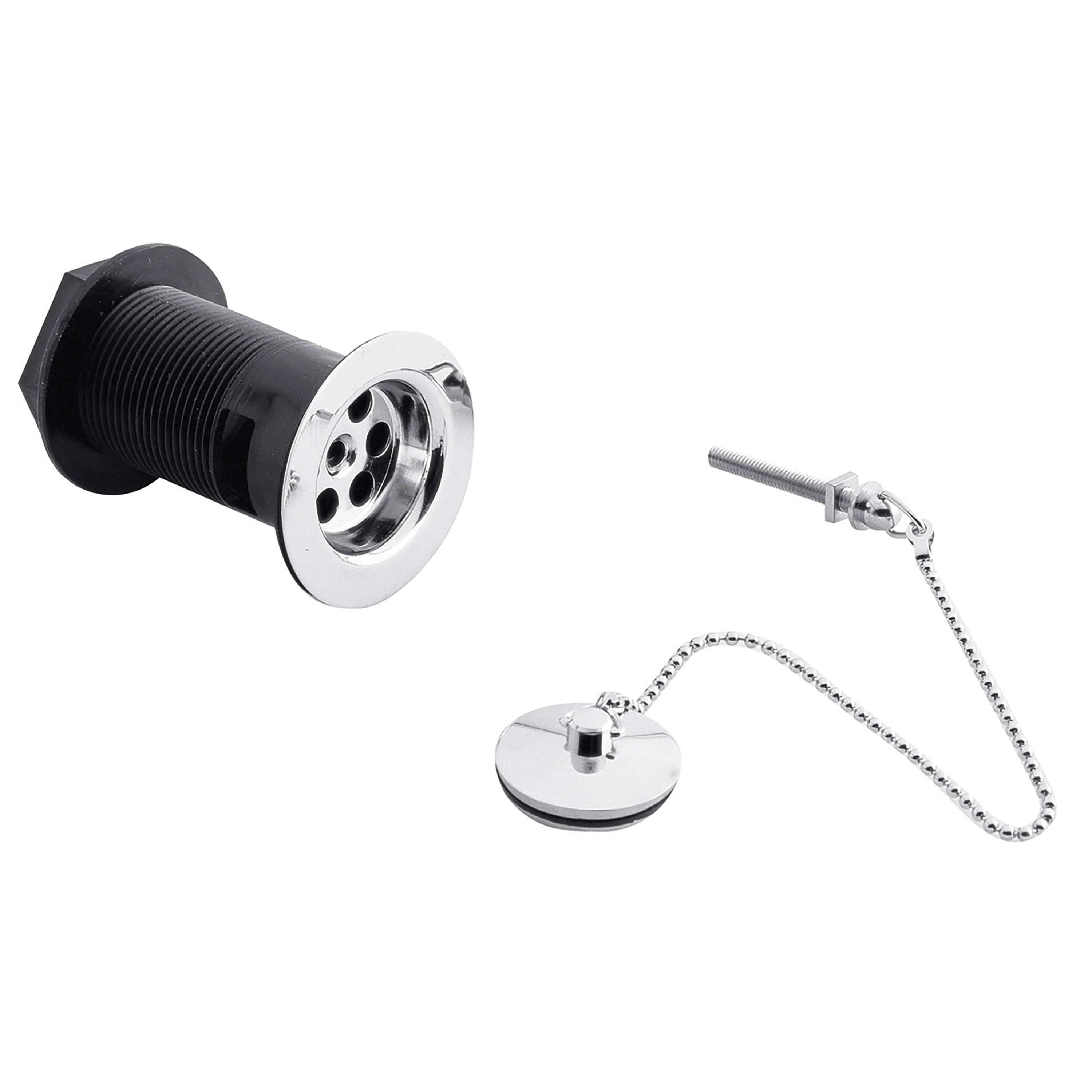 Nuie Contract Slotted Basin Waste With Plug and Ball Chain - Chrome