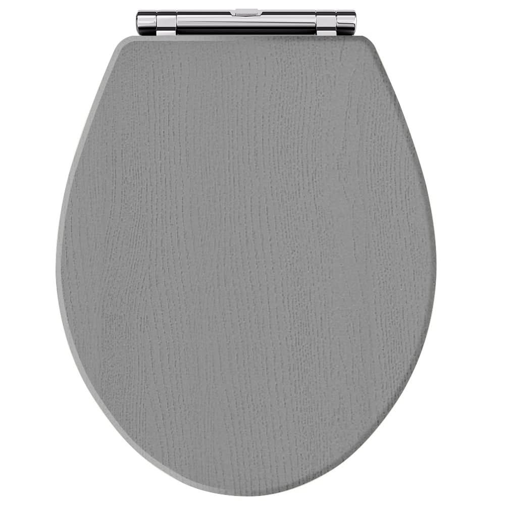 Old London Richmond Soft Close Toilet Seat, Top Fix Design with Chrome Hinges, Quick Release Fittings Stylish Classic Toilet Seats for Bathroom in Storm Grey Finish