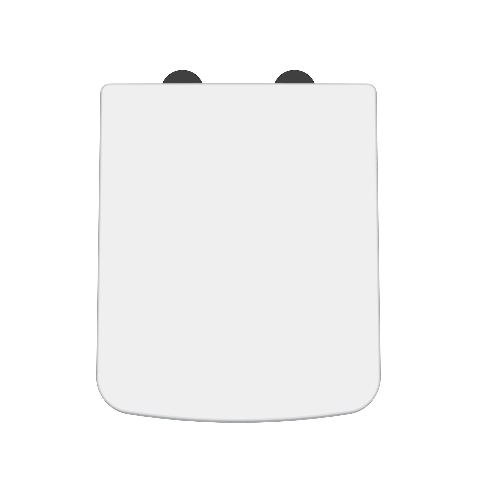 Nuie White Soft Close Toilet Seat Black, Square Commode Seat with Quick Release Hinges, Square Soft Close Toilet Seat for Square Toilets, 435x358mm