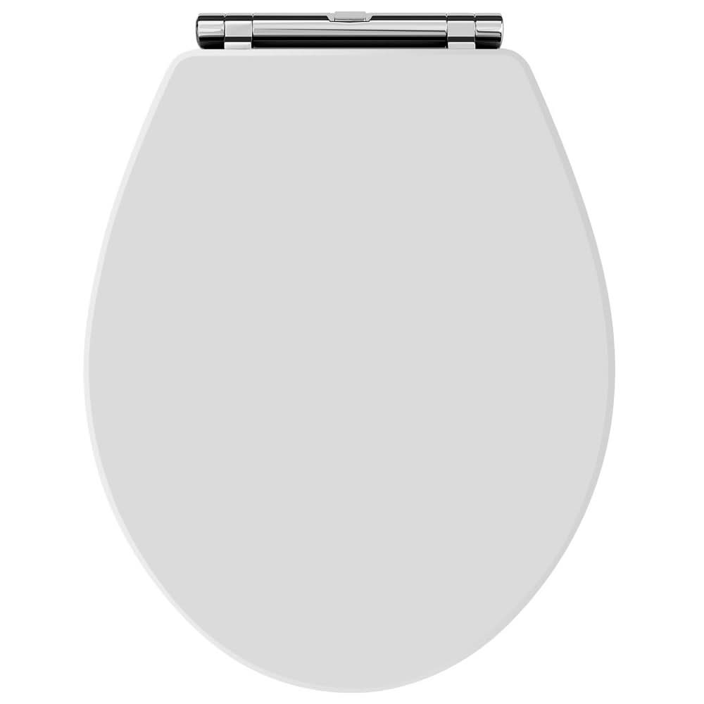 Old London Round Soft Close Toilet Seat, White, Quick Release, Zinc Alloy Hinges, Traditional Look, Slow Close, 451x350mm