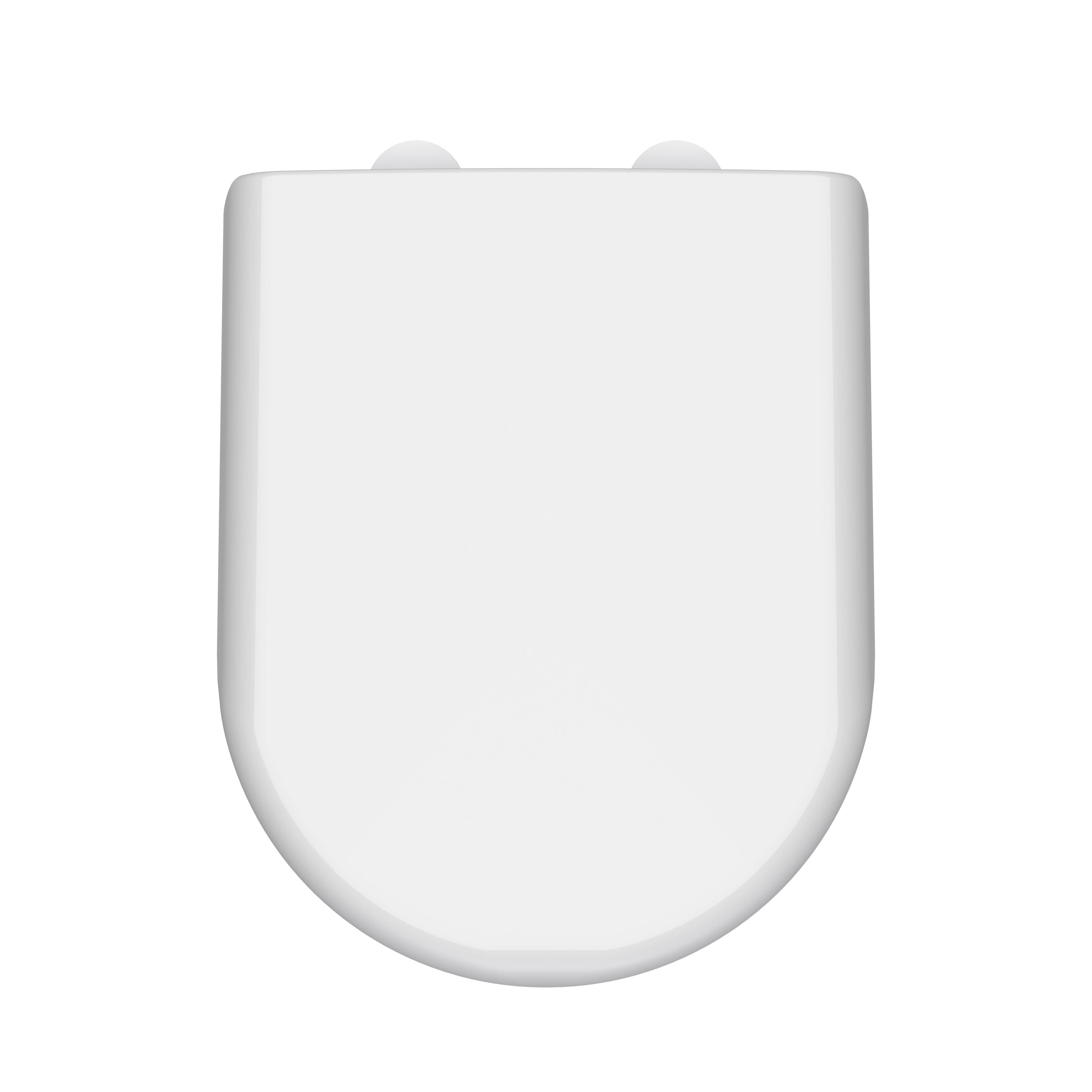 Nuie D Shape Soft Close Toilet Seat White, Quick Release, Polypropylene Hinges, Slow Close, 446x364mm