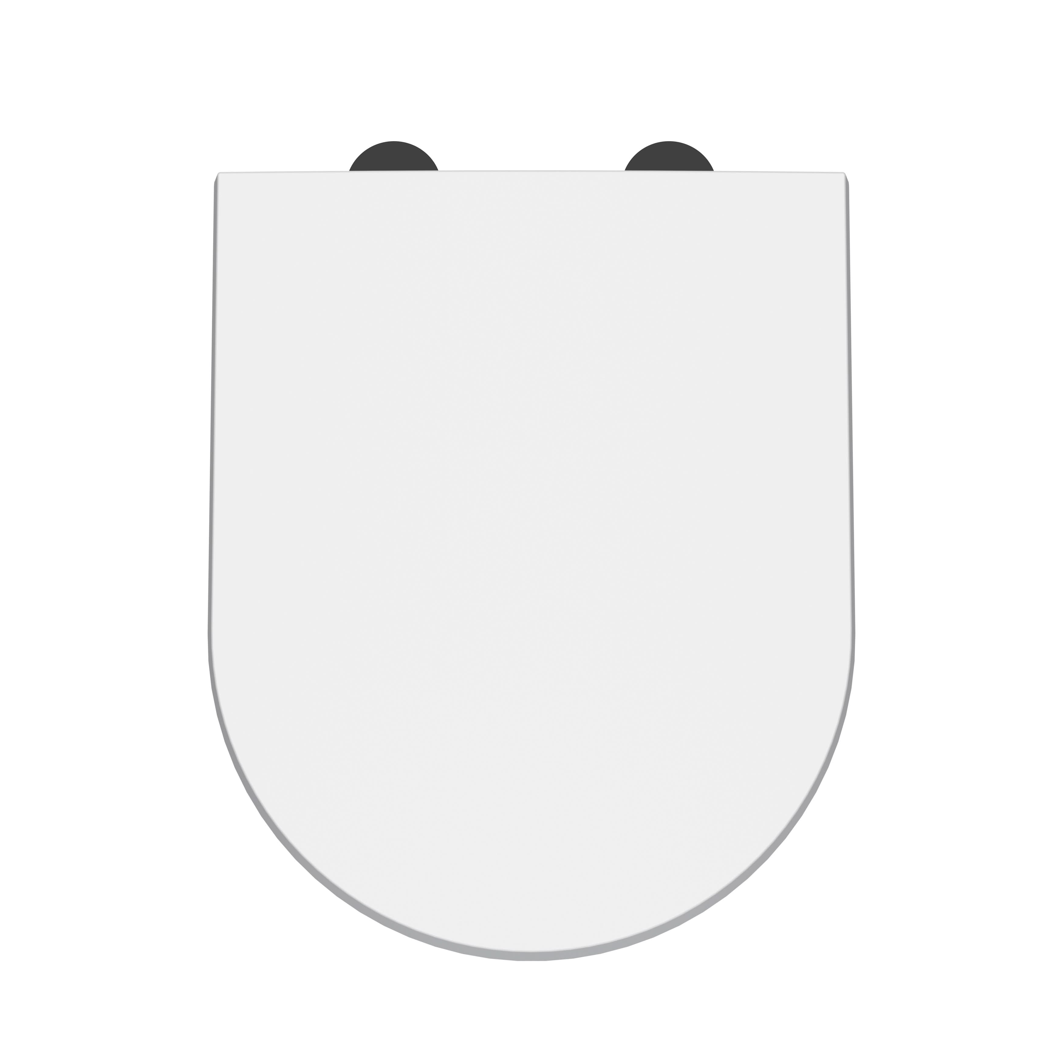 Nuie D Shape Soft Close Toilet Seat White, Quick Release, Stainless Steel Nylon Hinges, Slow Close, 450x370mm