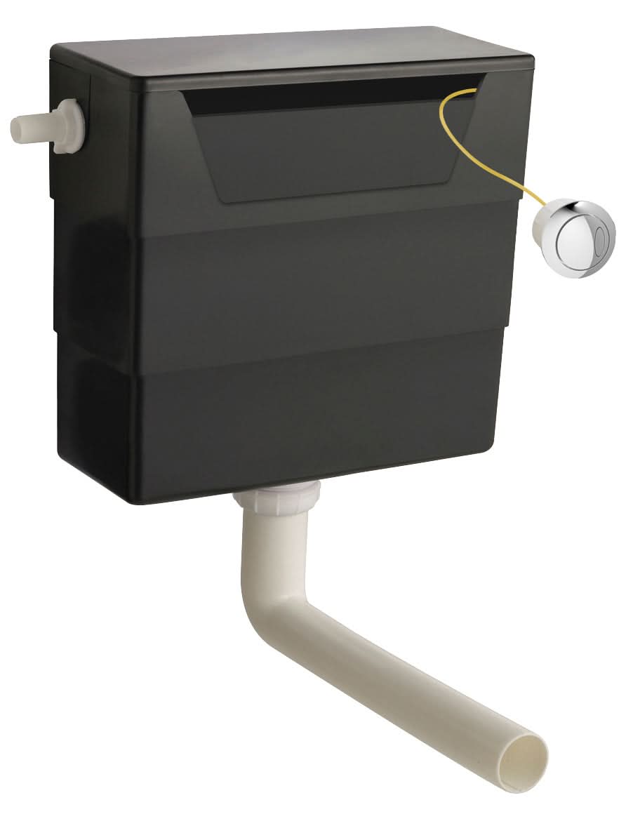 Nuie Front And Top Access Dual Flush Concealed Toilet Cistern - Black
