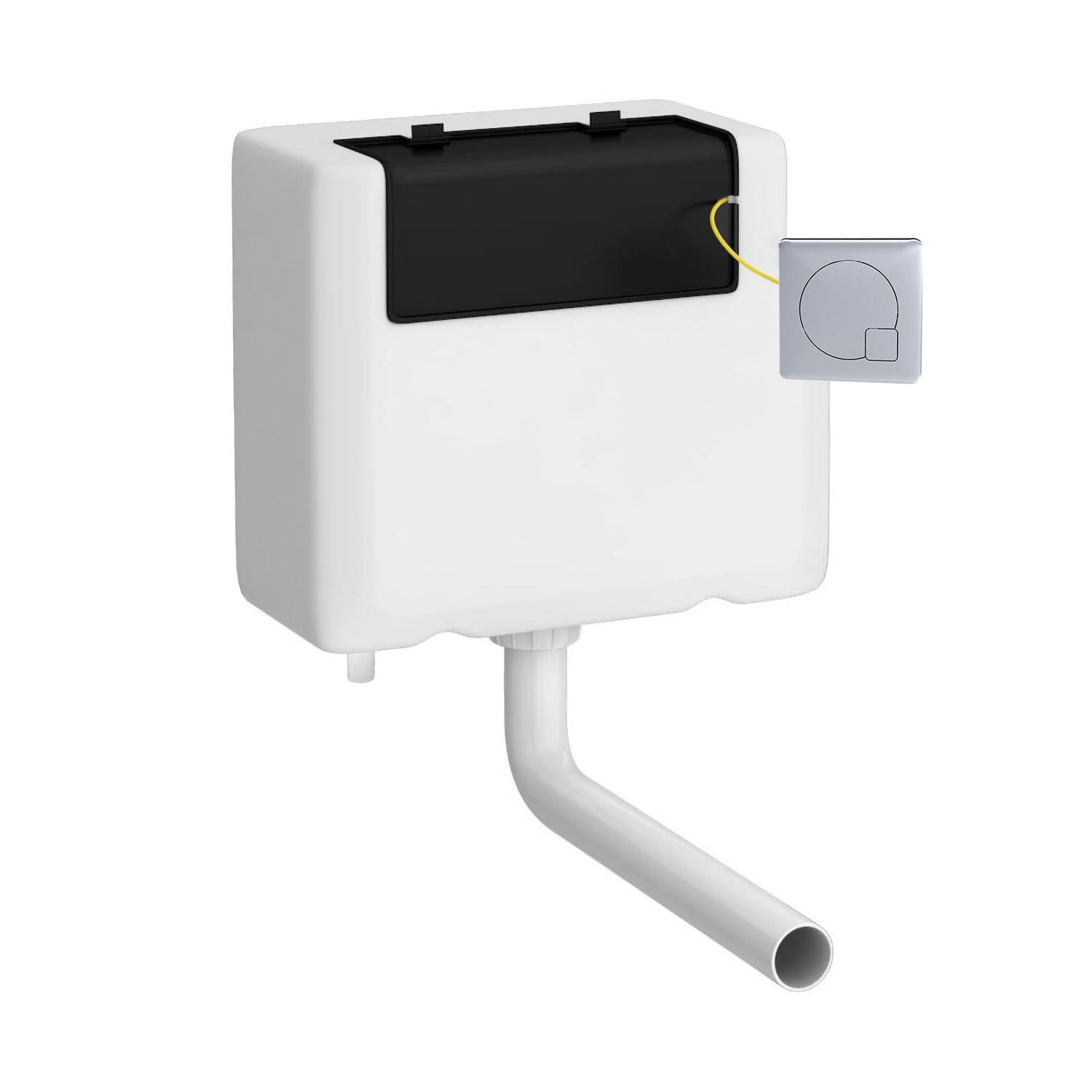 Nuie Universal Access Concealed Toilet Cistern With Chrome Flush Plate - White