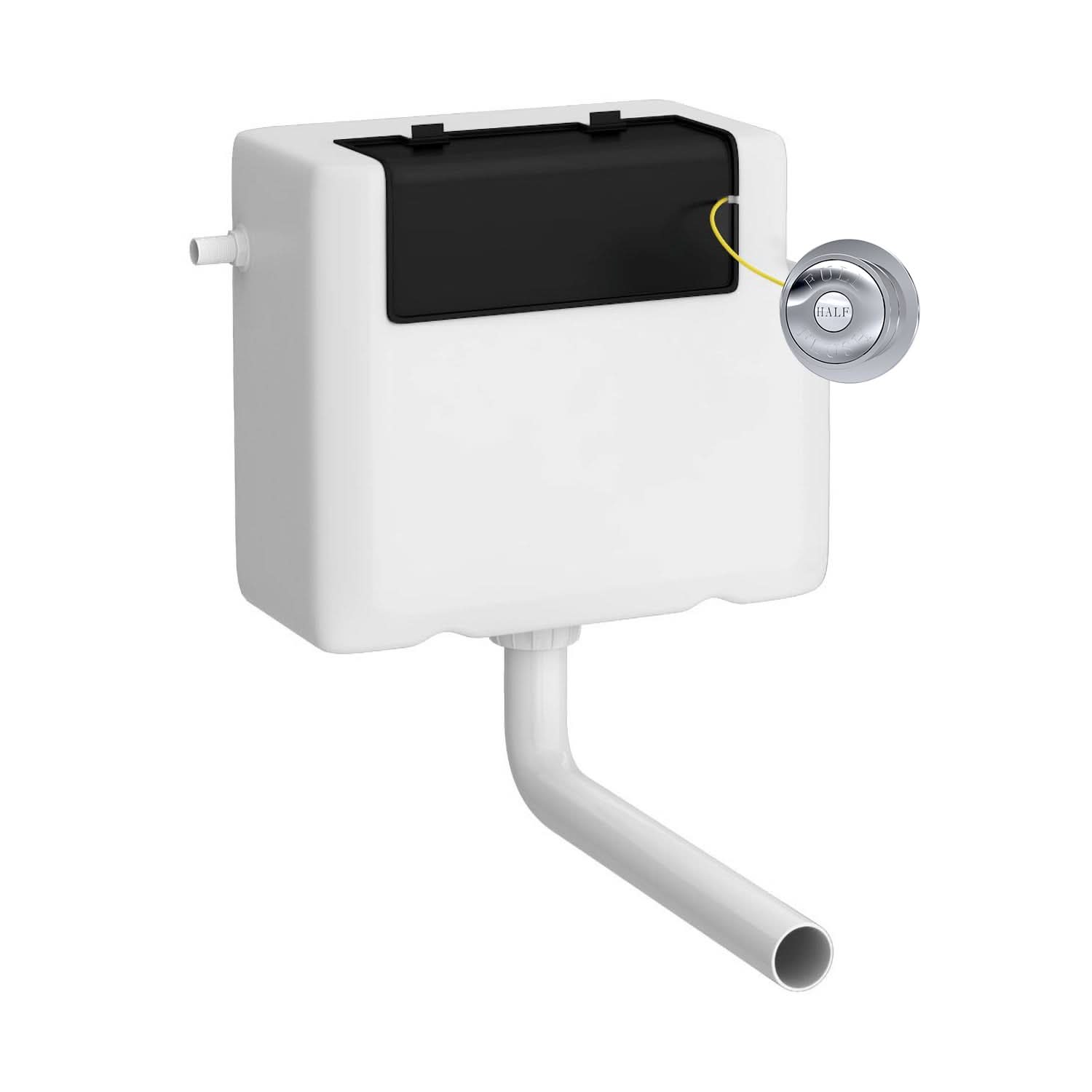 Nuie Universal Access Dual Flush Concealed Cistern With Traditional Chrome Flush Plate - White