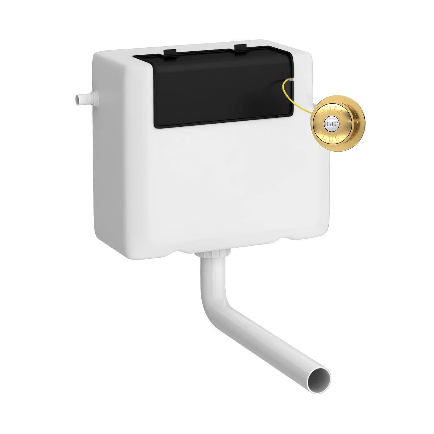 Nuie Universal Access Dual Flush Concealed Cistern With Traditional Brushed Brass Flush Plate - White