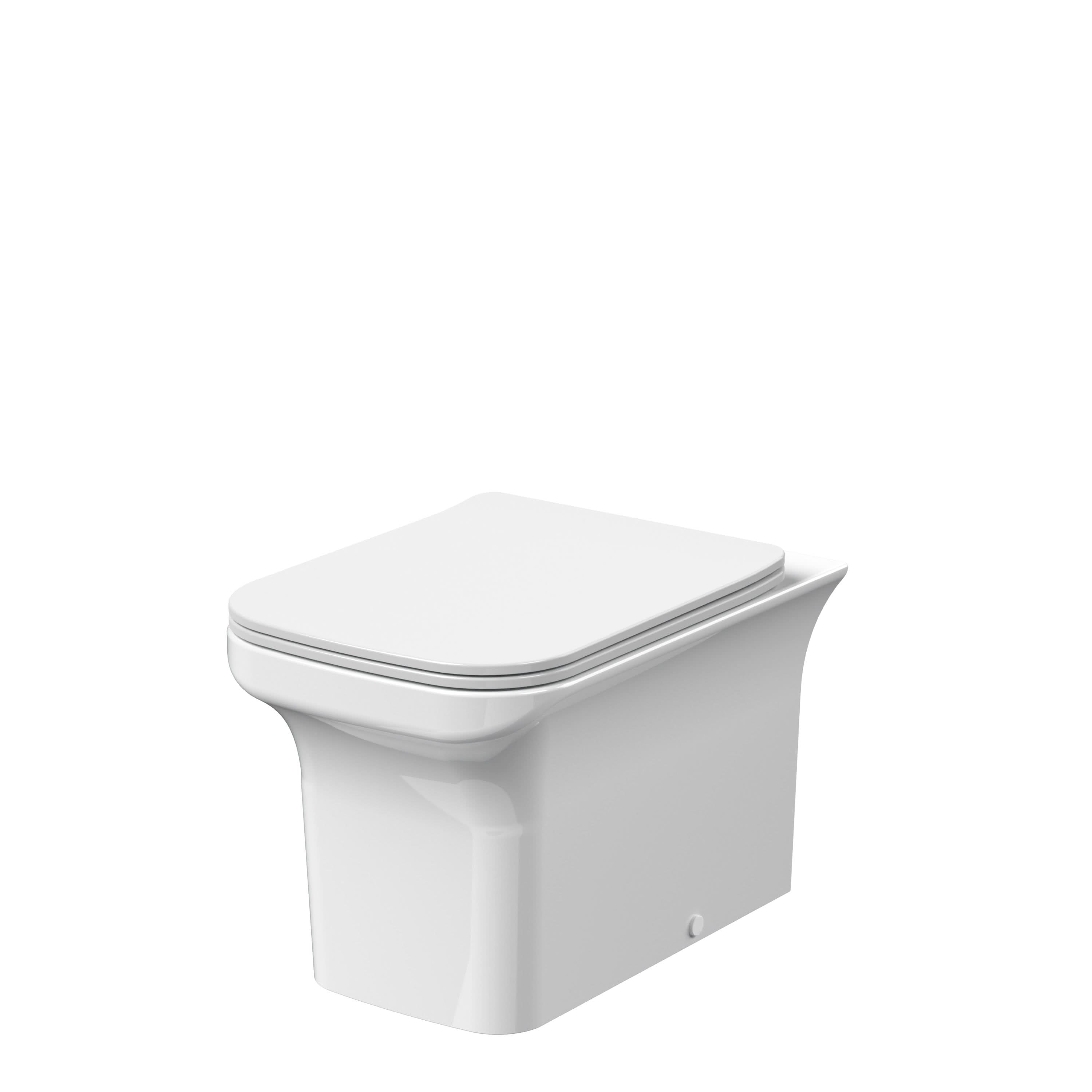 Nuie Ava Square Back to Wall Toilet With Soft Close Seat - White