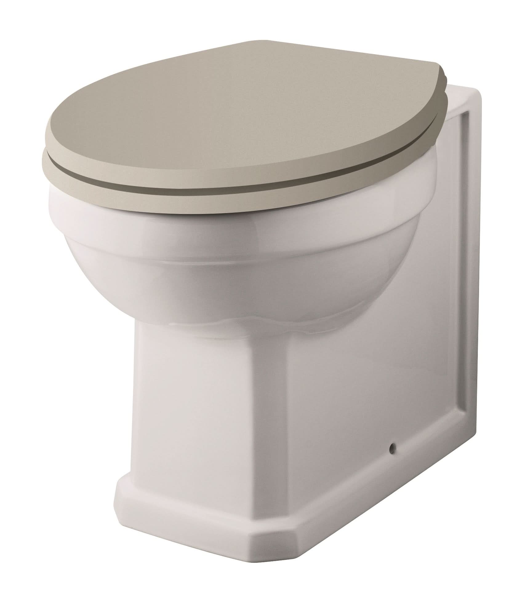 Old London Richmond Comfort Height Back to Wall Toilet Pan, Durable Round Edwardian Style Back To Wall WC for Mobility Needs in Premium Gloss White Finish, 515mm