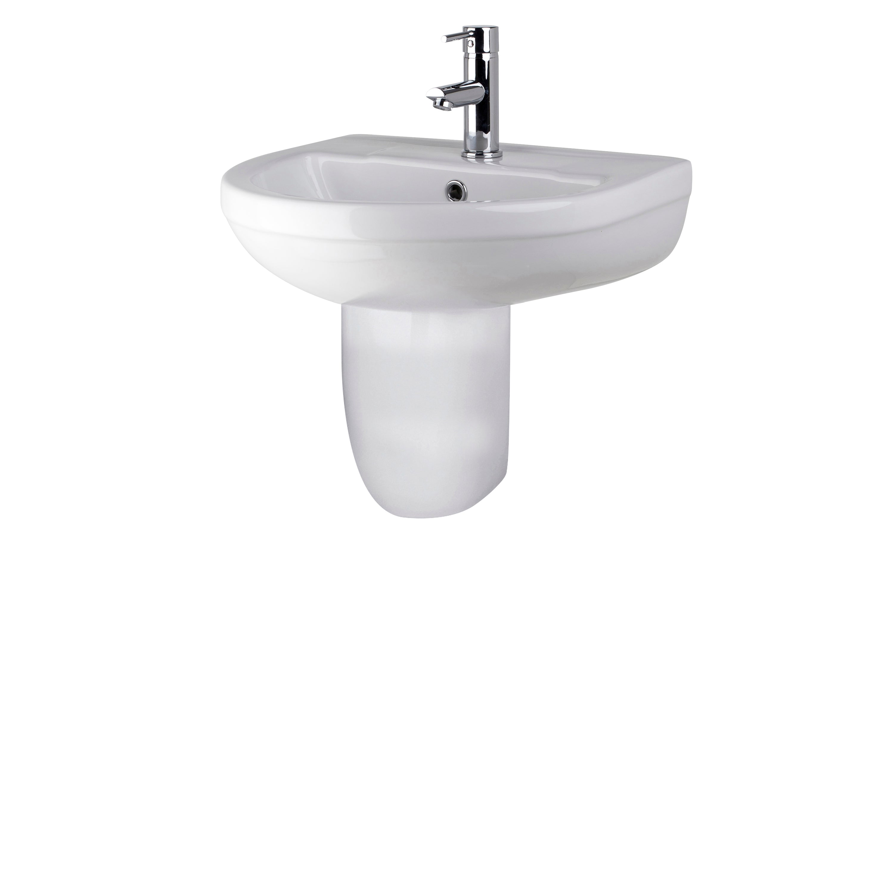 Nuie Harmony 500mm Basin With Semi Pedestal - 1 TH - White