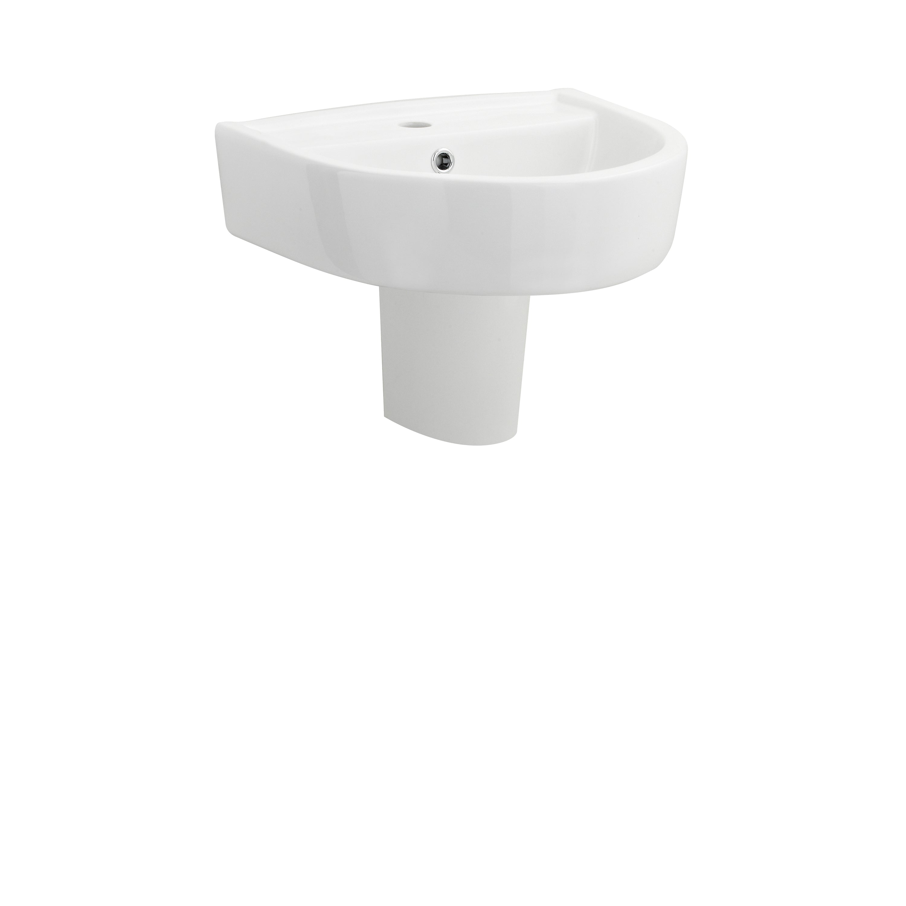 Nuie Provost 420mm Basin With Semi Pedestal - 1 TH - White